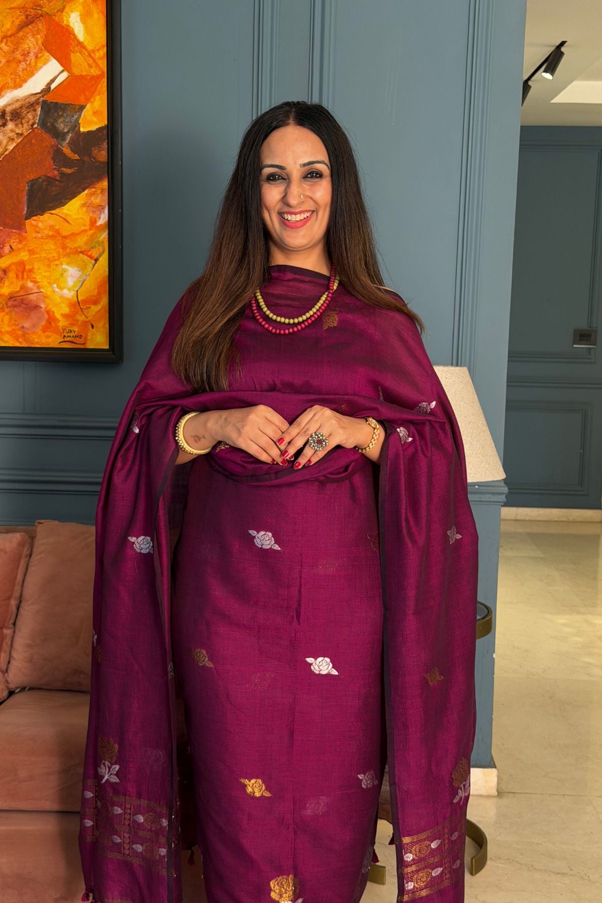 Mercerised pure cotton zari weave kurta dupatta sets with Jamdani weave !!