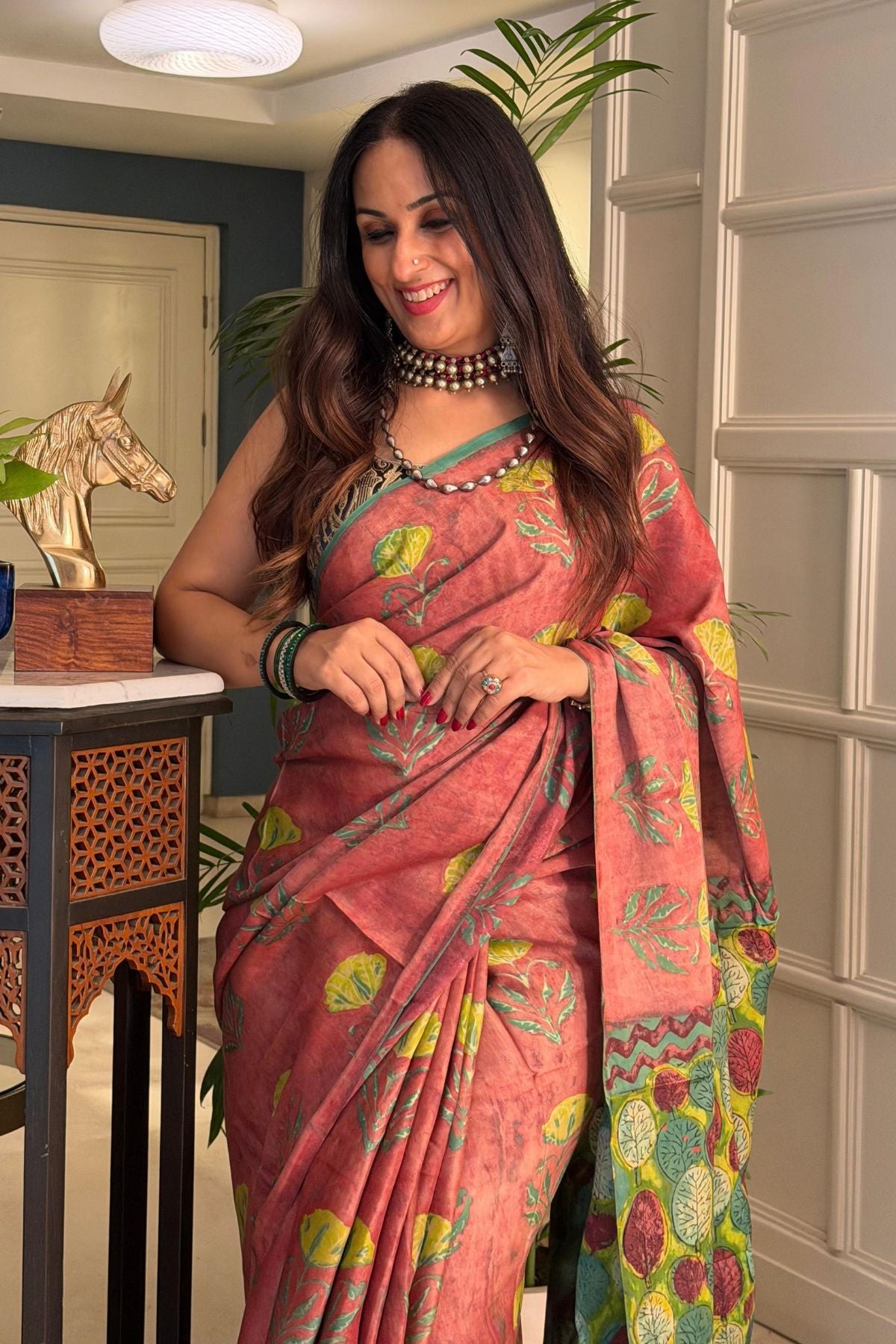 Pomegranate handcrafted pure tussar modal saree!!