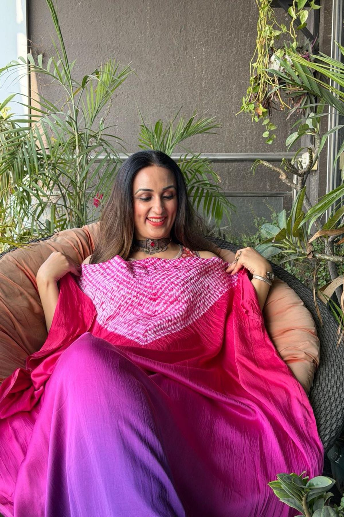 Handblocked Shibori shaded kurta on pure Modal