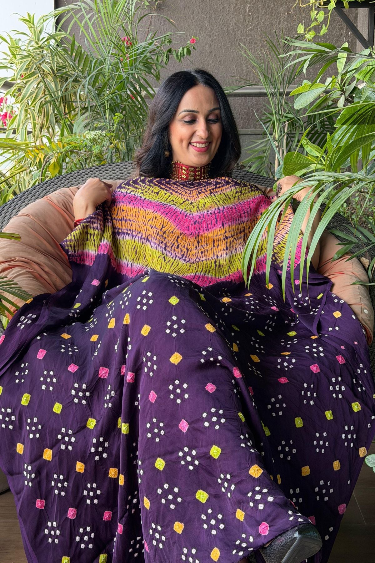 Multi Shibori & Bandhani Kurta on pure modal satin!!