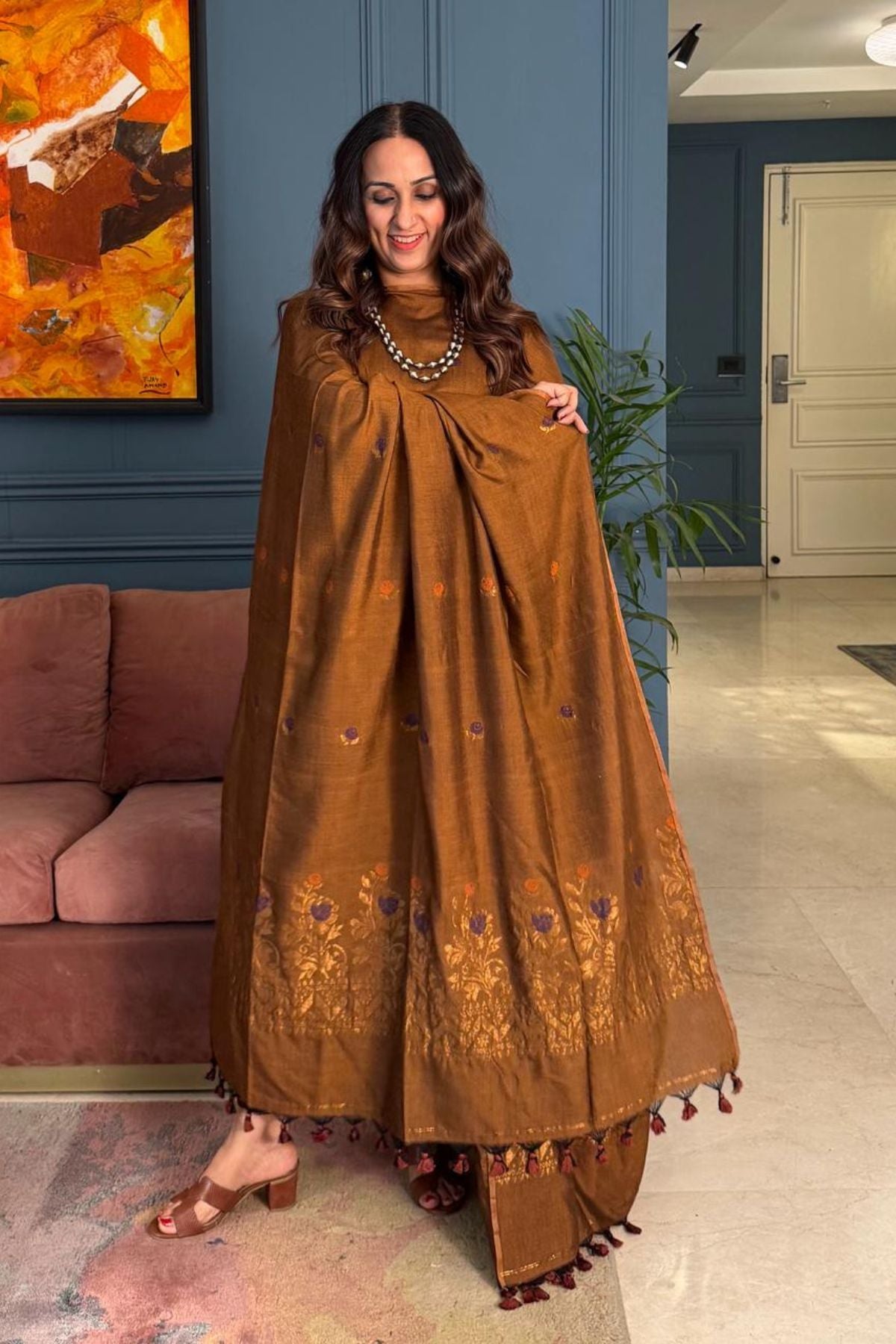 Premium Bangalore cotton with Banarasi weave kurta dupatta sets