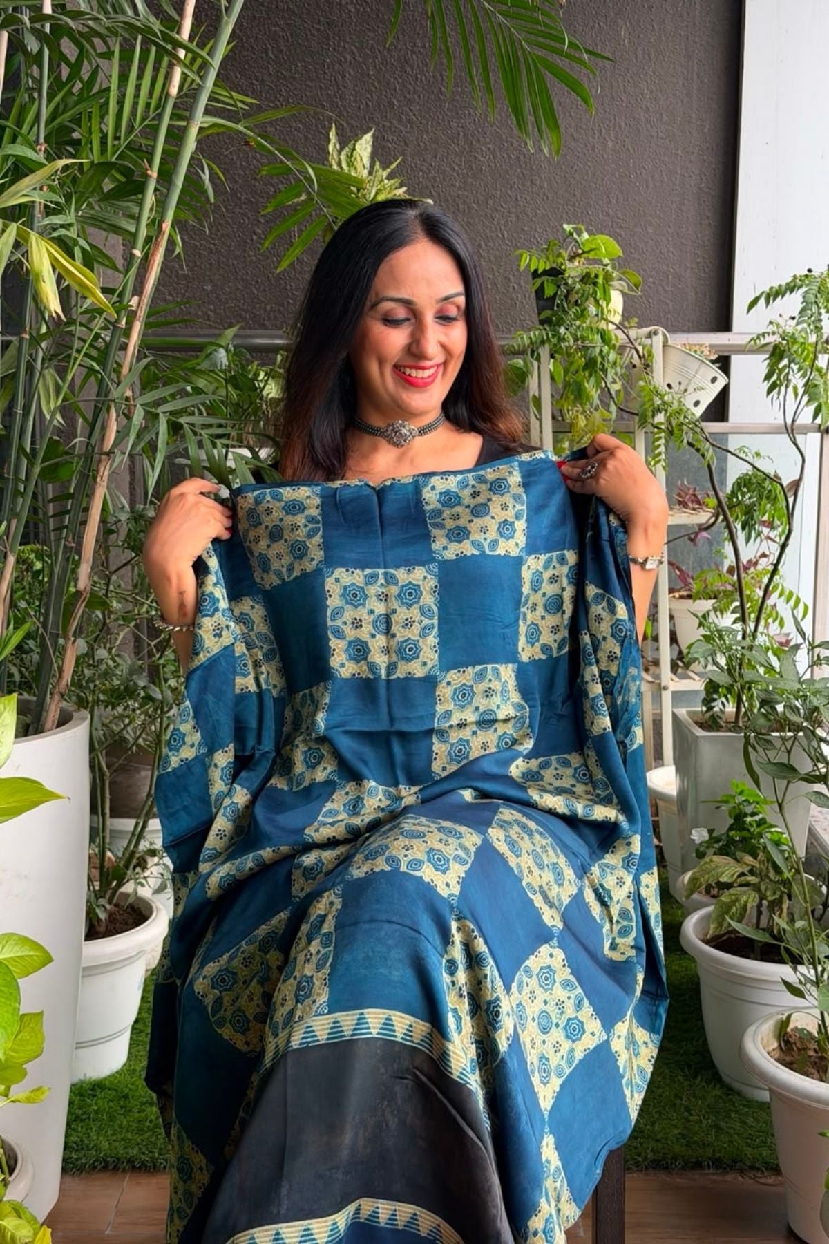 Ajrakh kurta fabric on pure modal !!