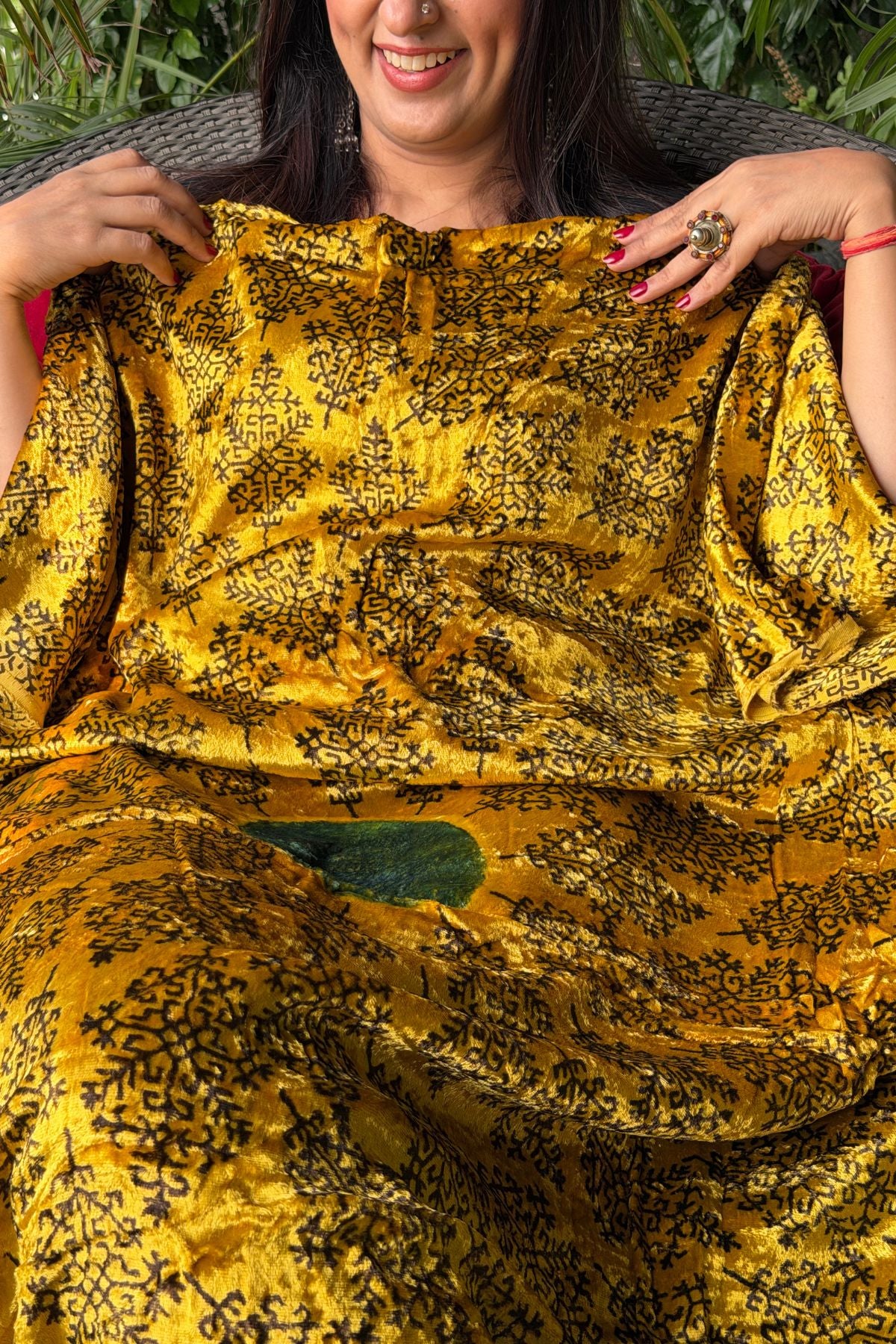 Handblocked Ajrakh kurta fabric only!!