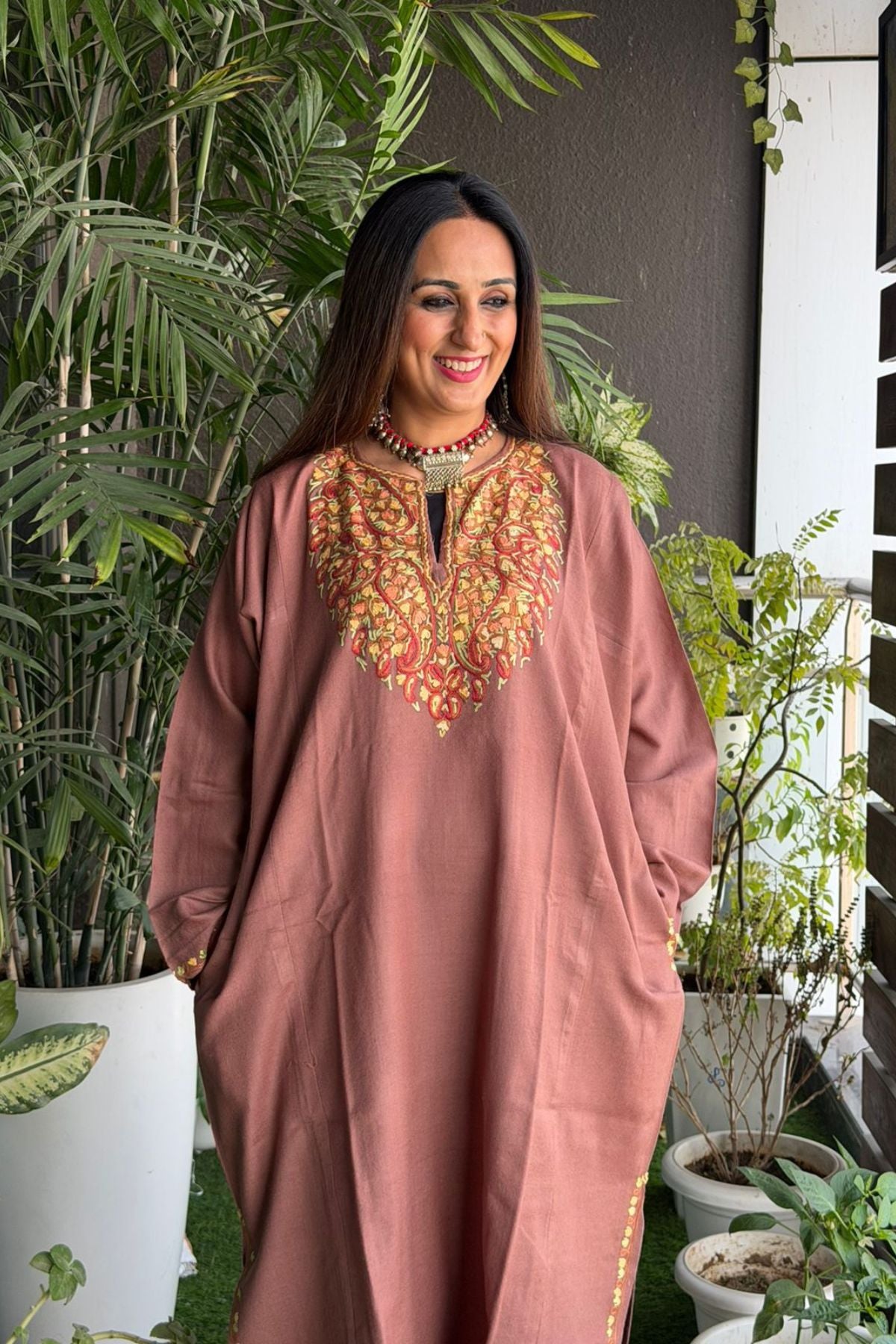 Woollen Kashmiri Phiran with Aari work