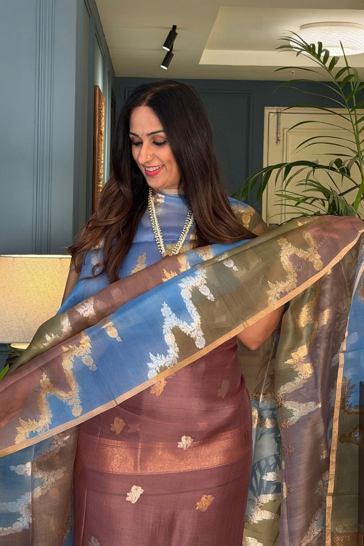 Handwoven pure organza silk suit sets!!