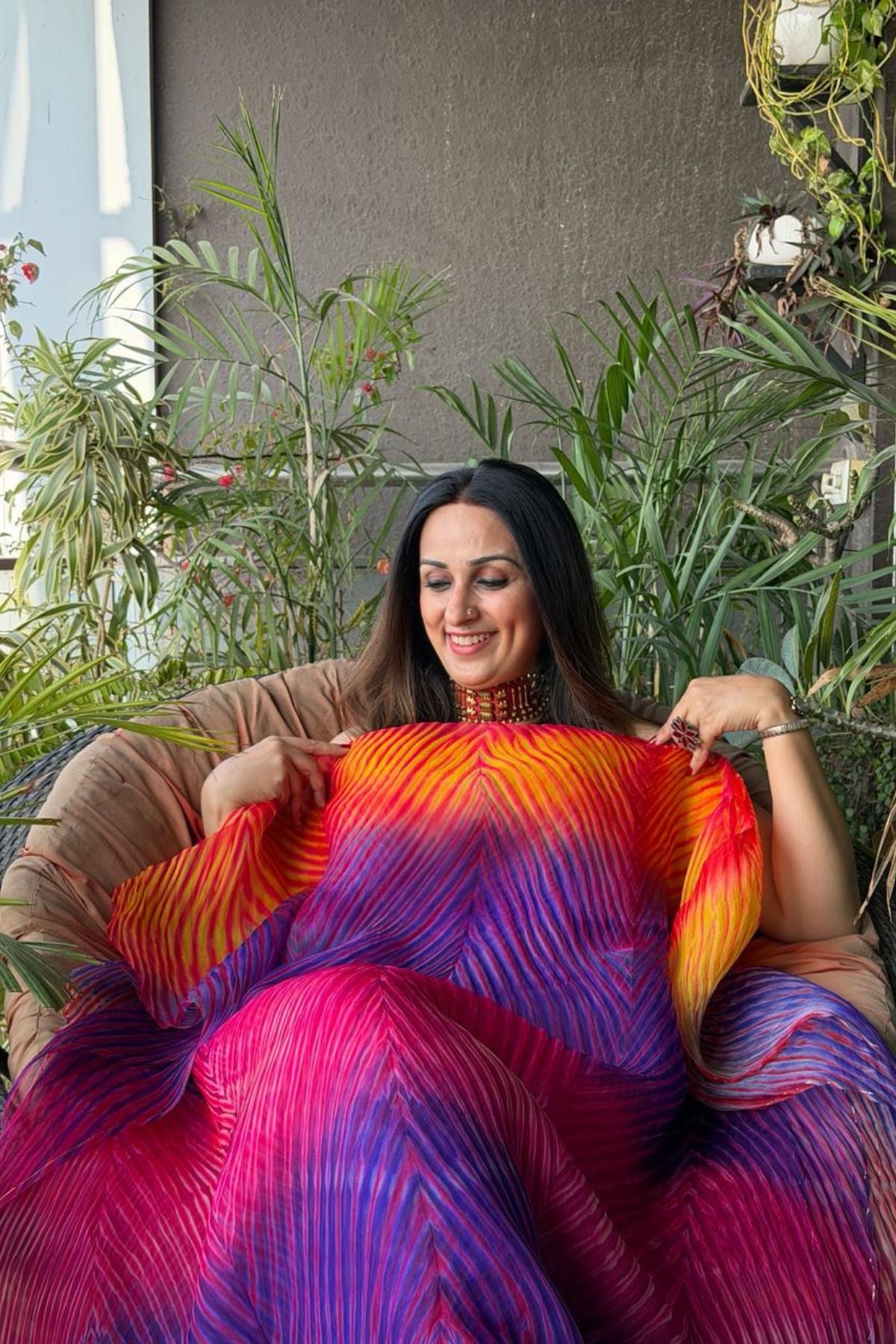 Arashi- Pure Organza Multi Shibori kurta fabric!!!