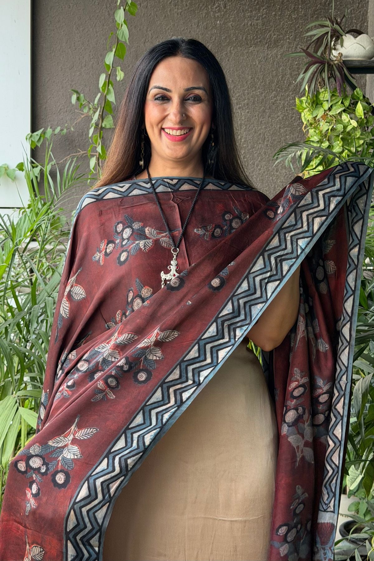 Ombré dyed modal kurta fabric with vegetable Handblock dyed dupatta!!