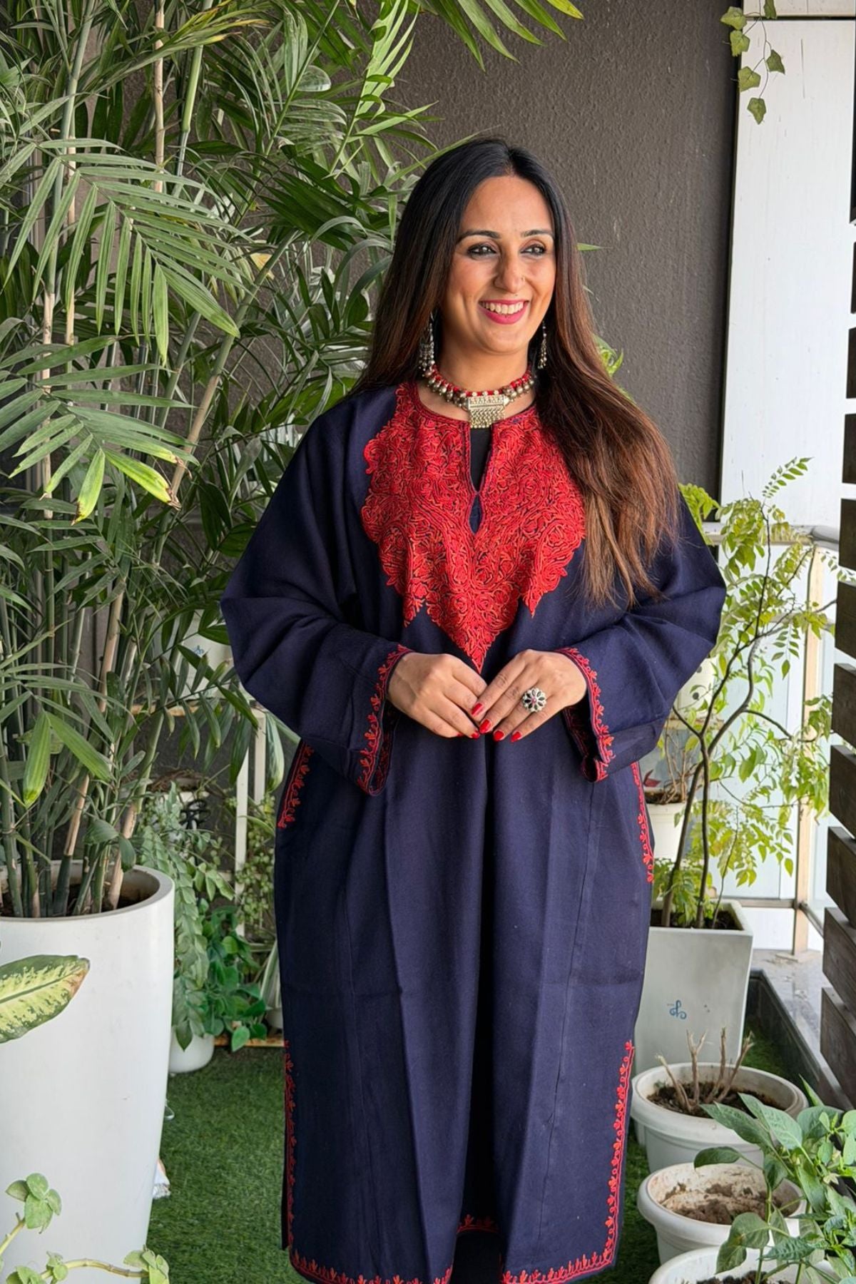 Woollen Kashmiri Phiran with Aari work