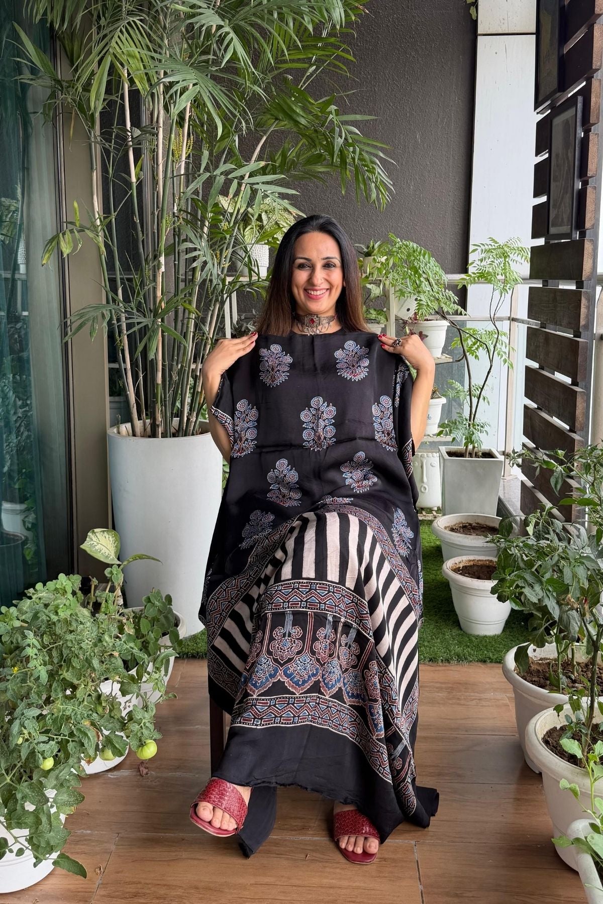 Ajrakh kurta fabric on pure modal !!