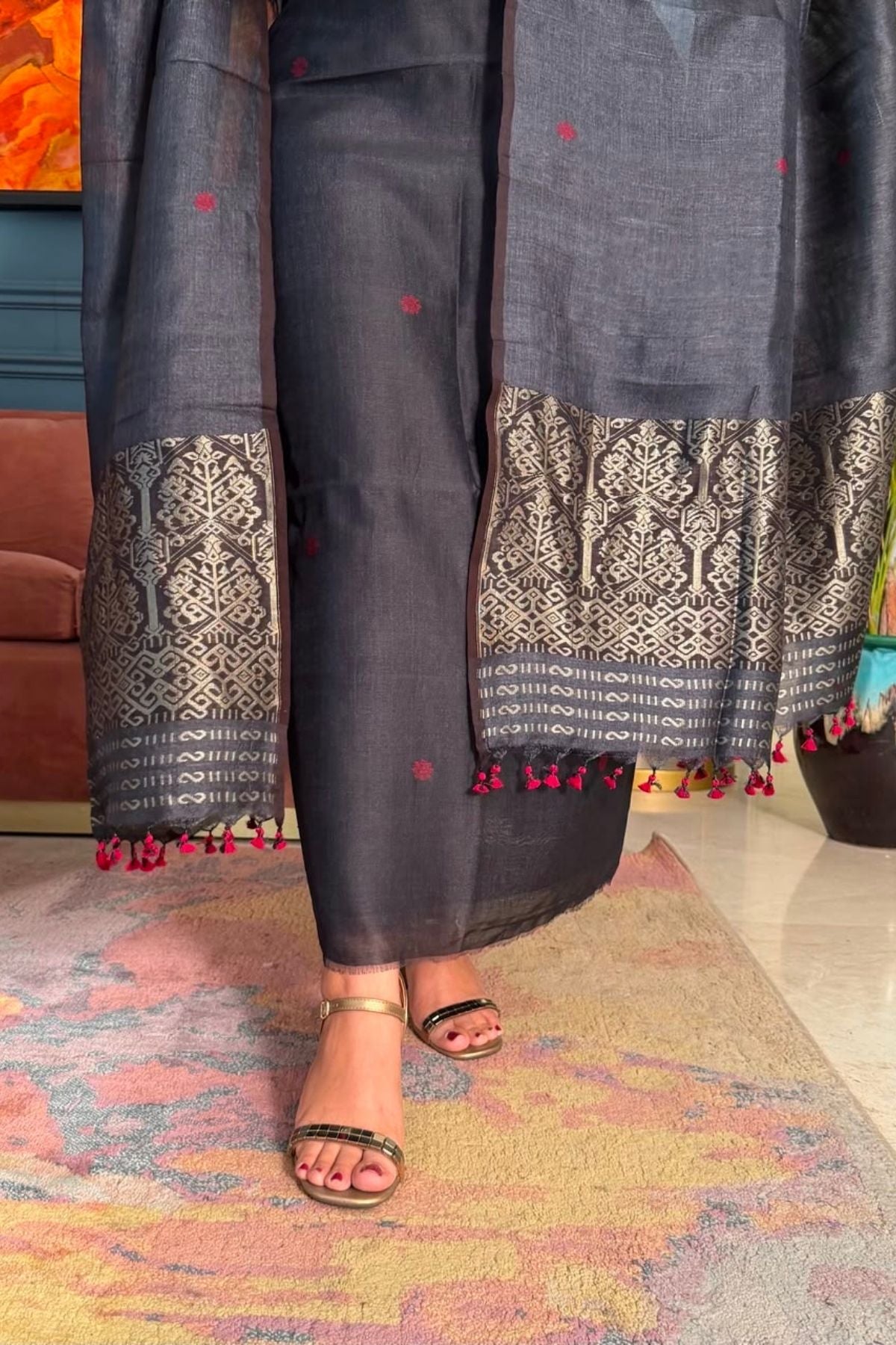 Tangail weave on Pure Tussar Silk -Kurta Dupatta set