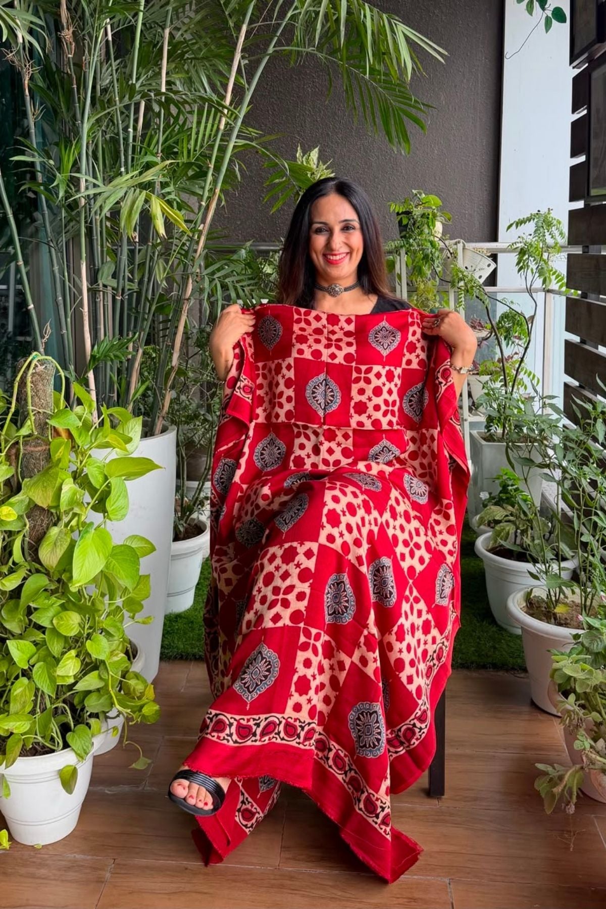Ajrakh kurta fabric on pure modal !!
