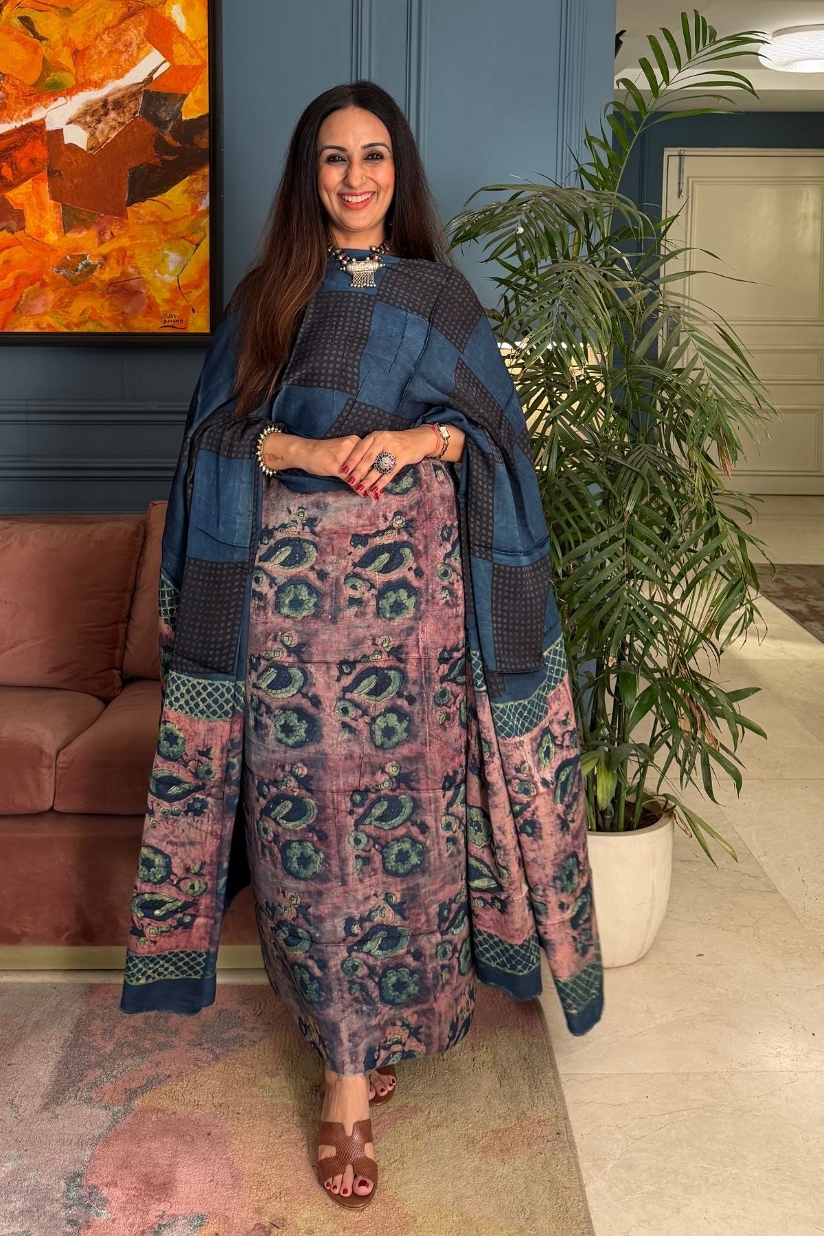 Pomegranate peel Handblock on Premium Modal fabric!!
