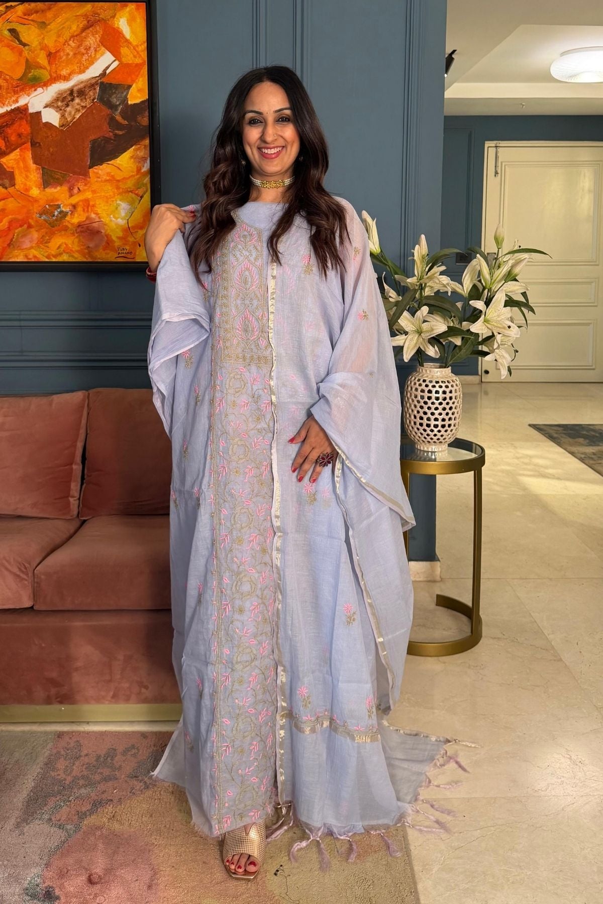 Chikankari on pure Mul cotton!!