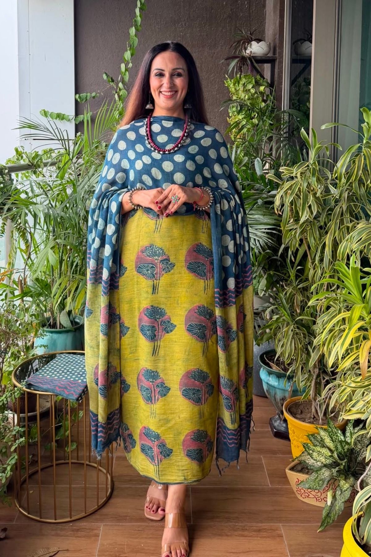 Handblocked Slub cotton linen full sets!!