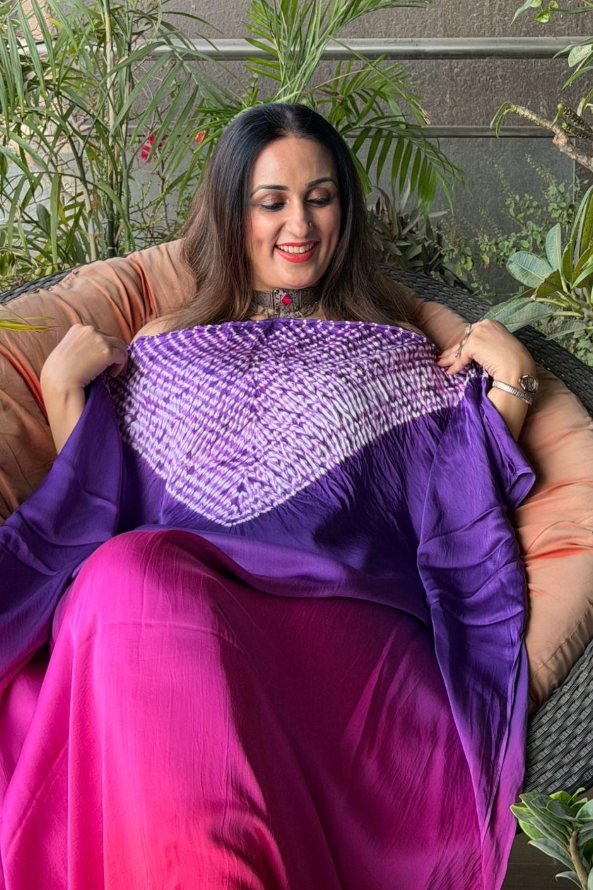 Handblocked Shibori shaded kurta on pure Modal