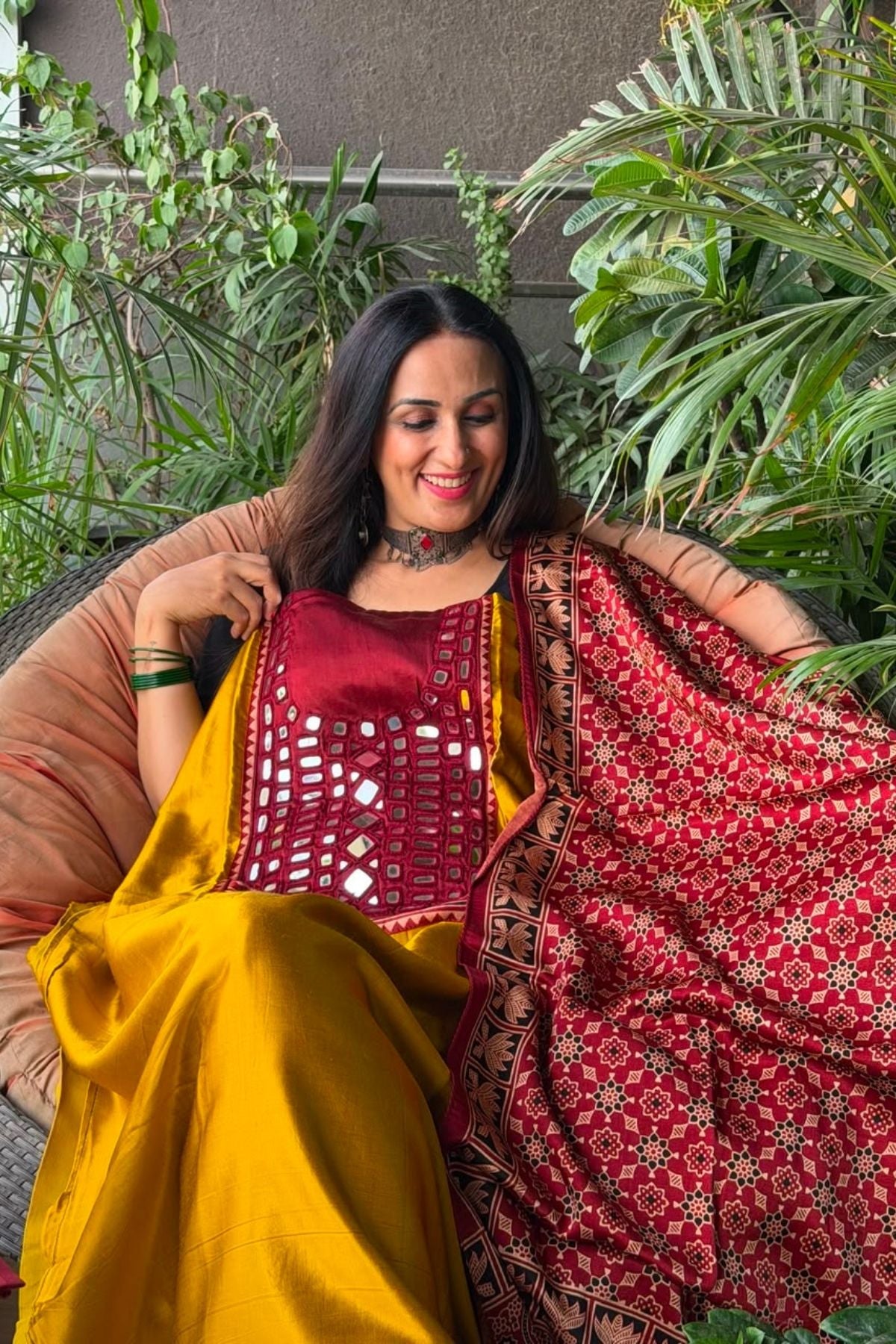 Handcrafted Kutch mirror work Mashru silk full sets!!