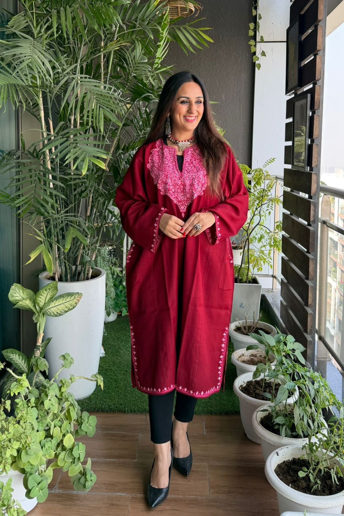 Woollen Kashmiri Phiran with Aari work