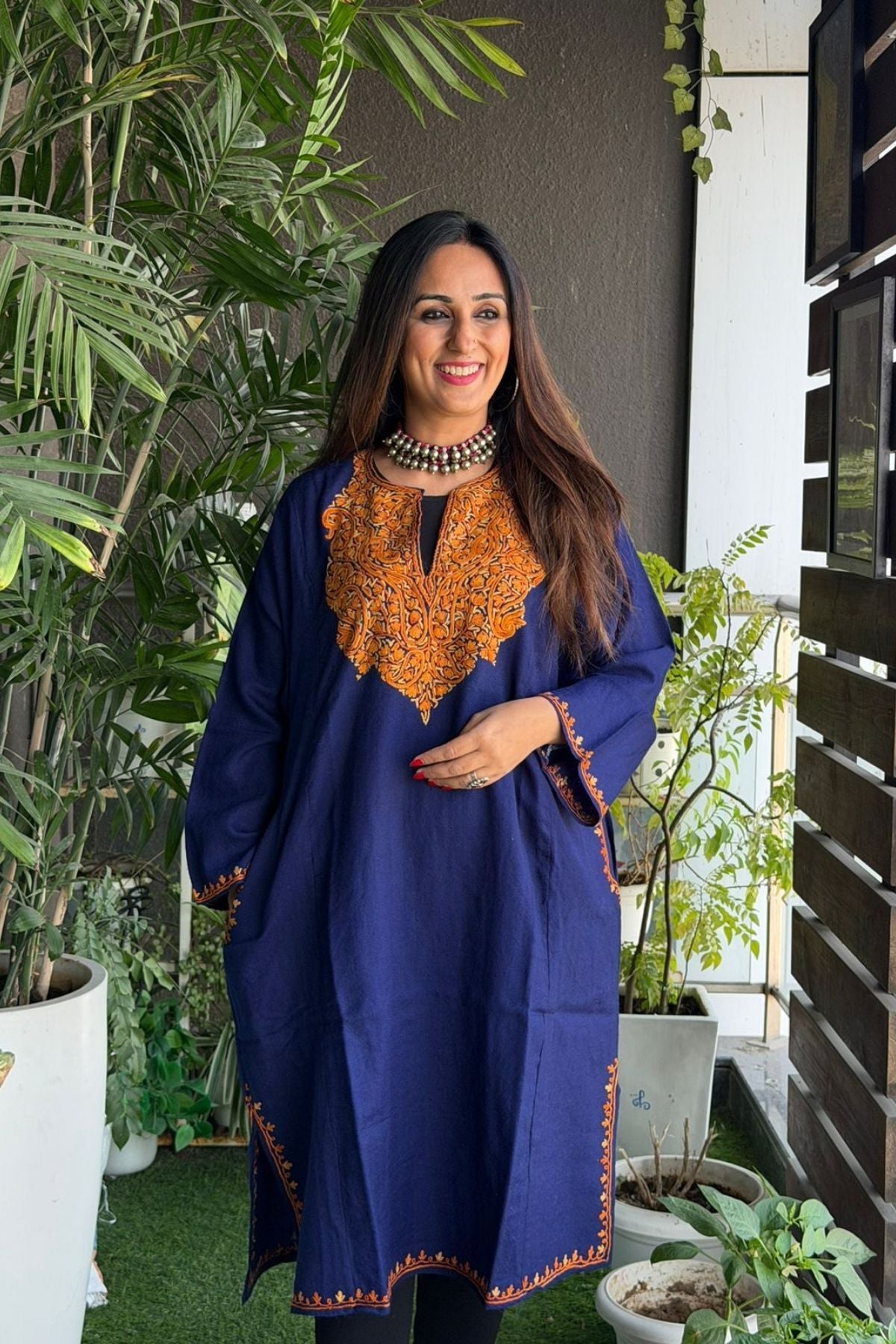 Woollen Kashmiri Phiran with Aari work