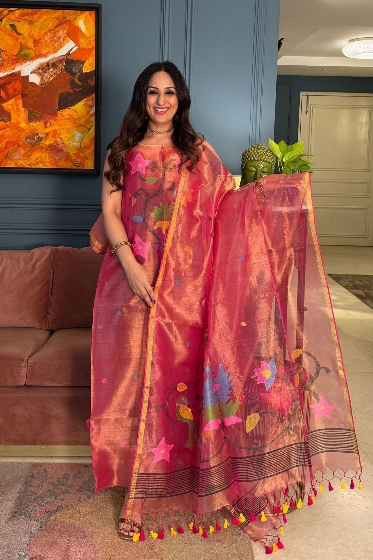 Jamdani handwoven full set in tissue muslin!!!