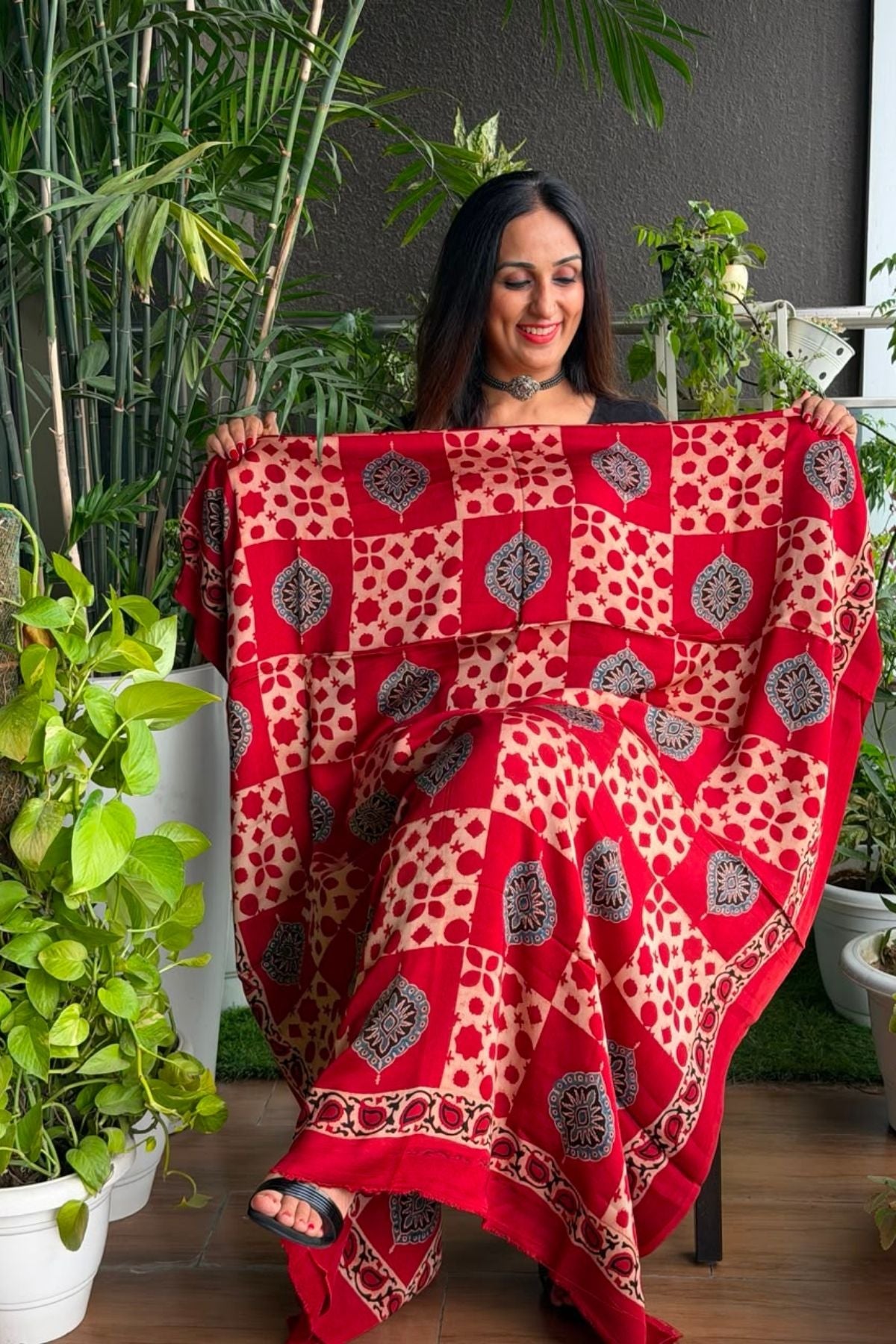 Ajrakh kurta fabric on pure modal !!