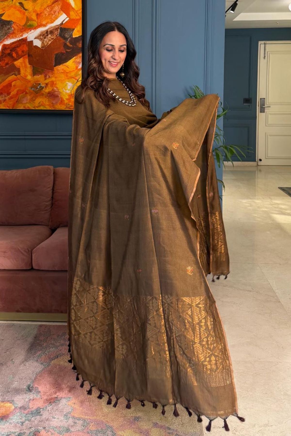 Premium Bangalore cotton with Banarasi weave kurta dupatta sets