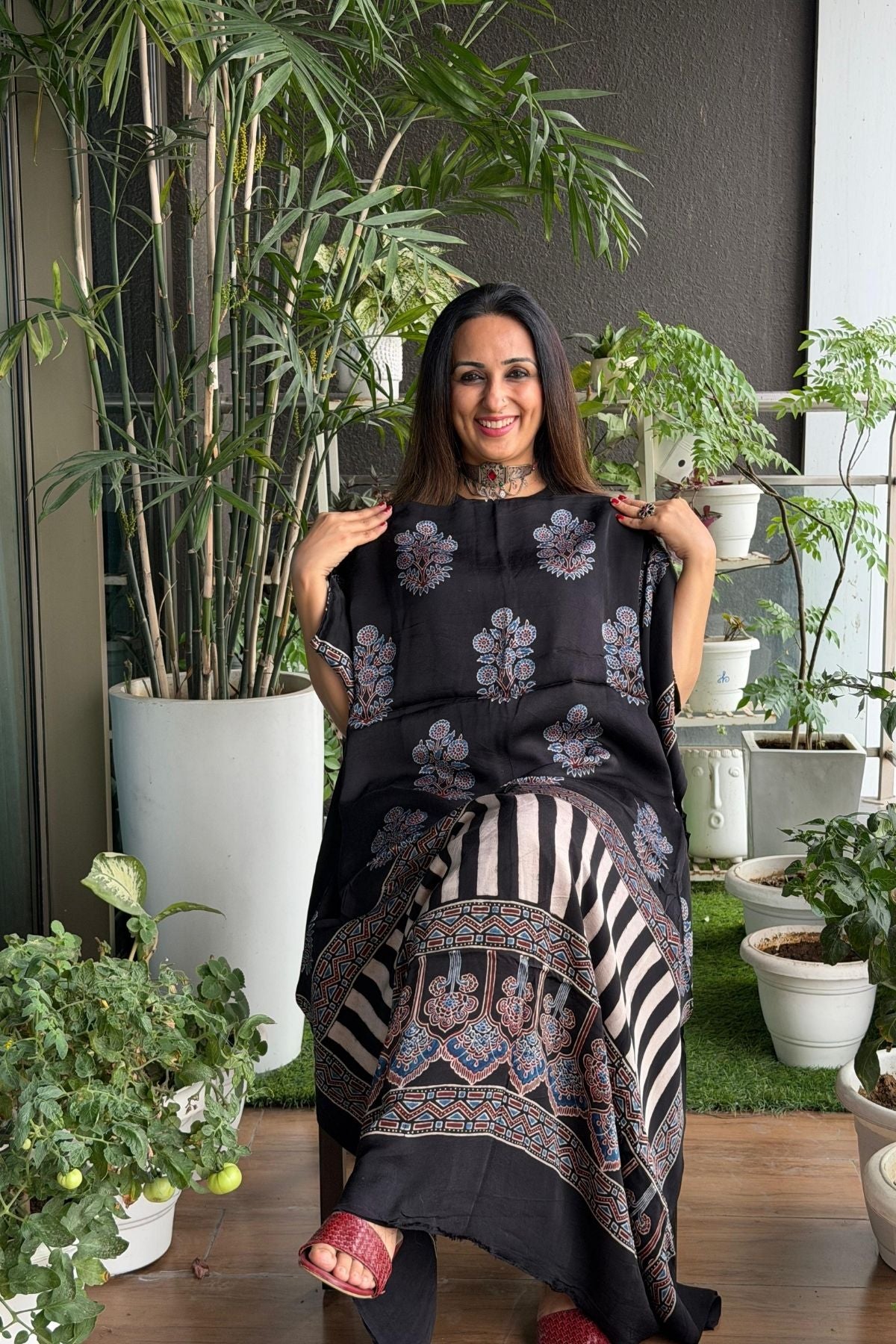 Ajrakh kurta fabric on pure modal !!