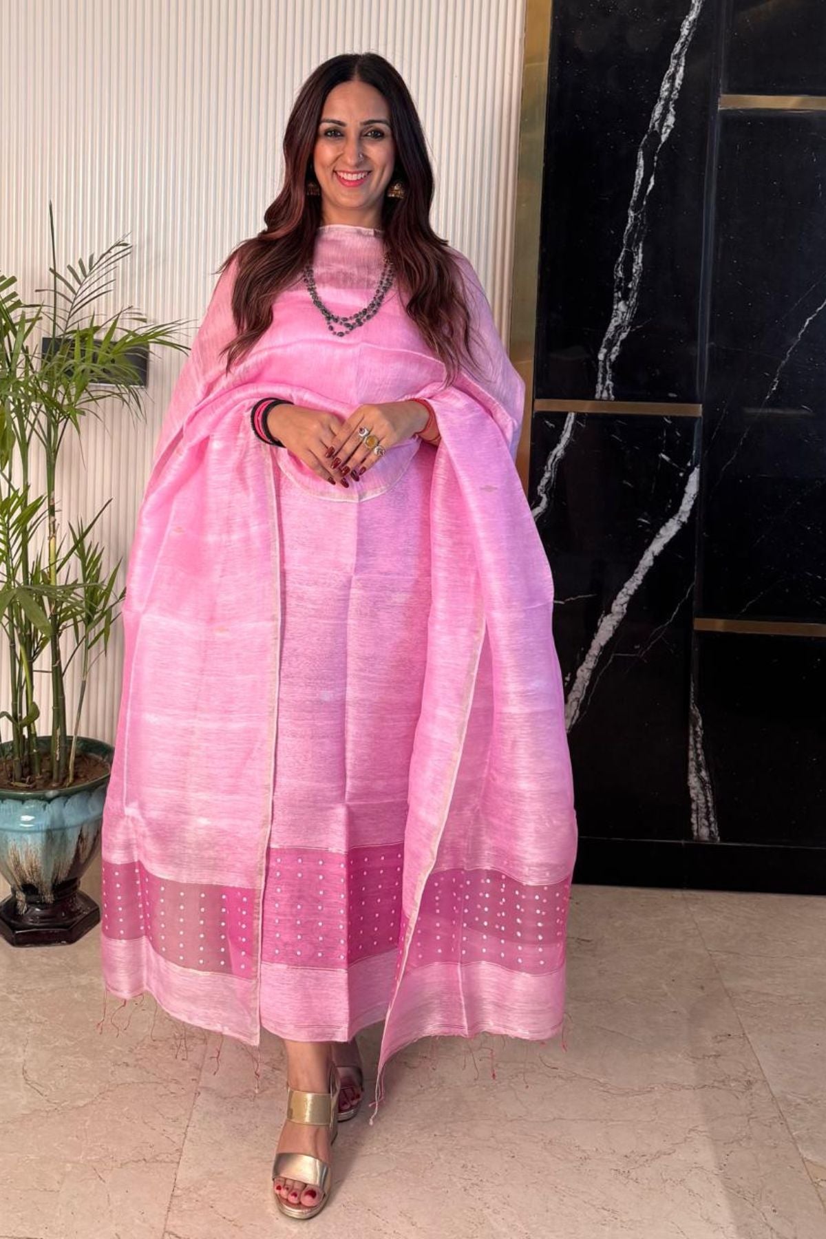 Pure Silk Linen kurta dupatta sets