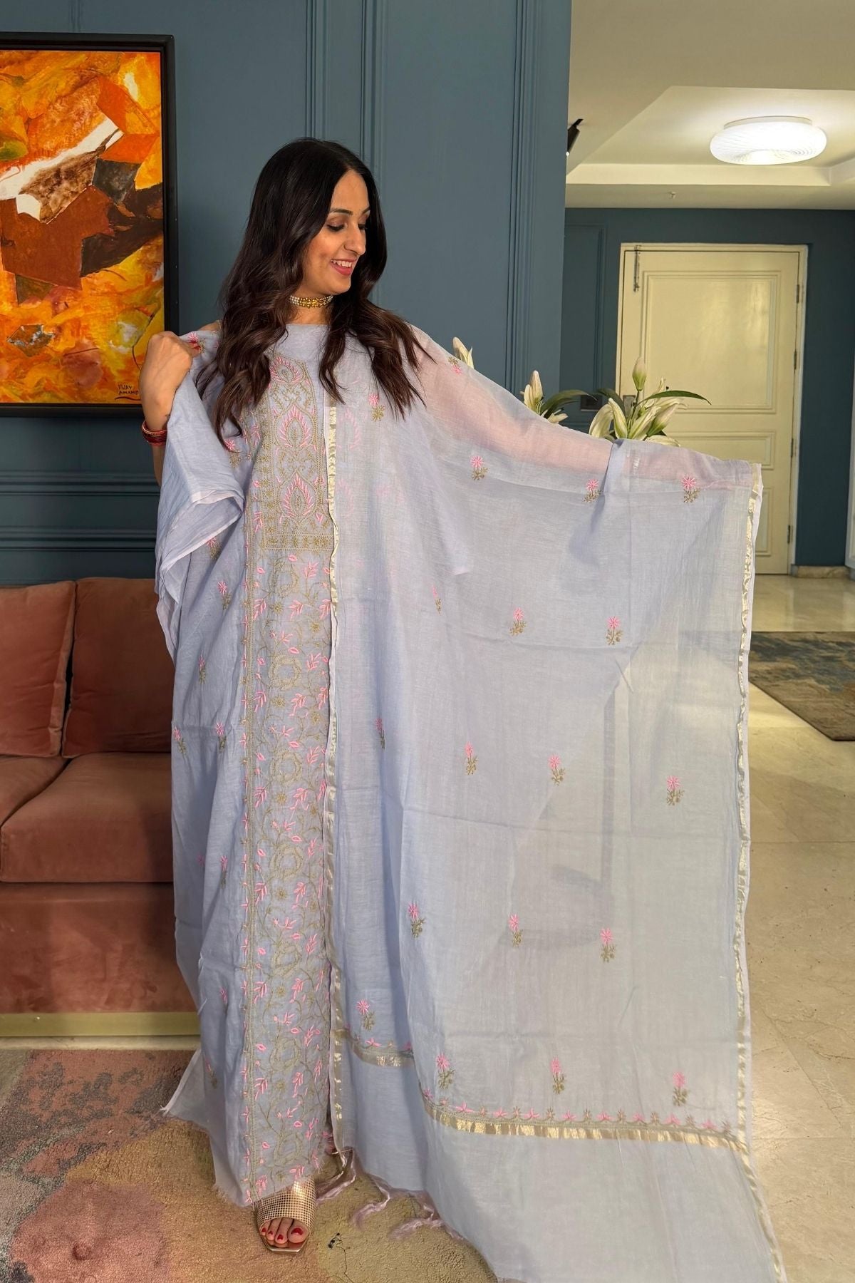 Chikankari on pure Mul cotton!!