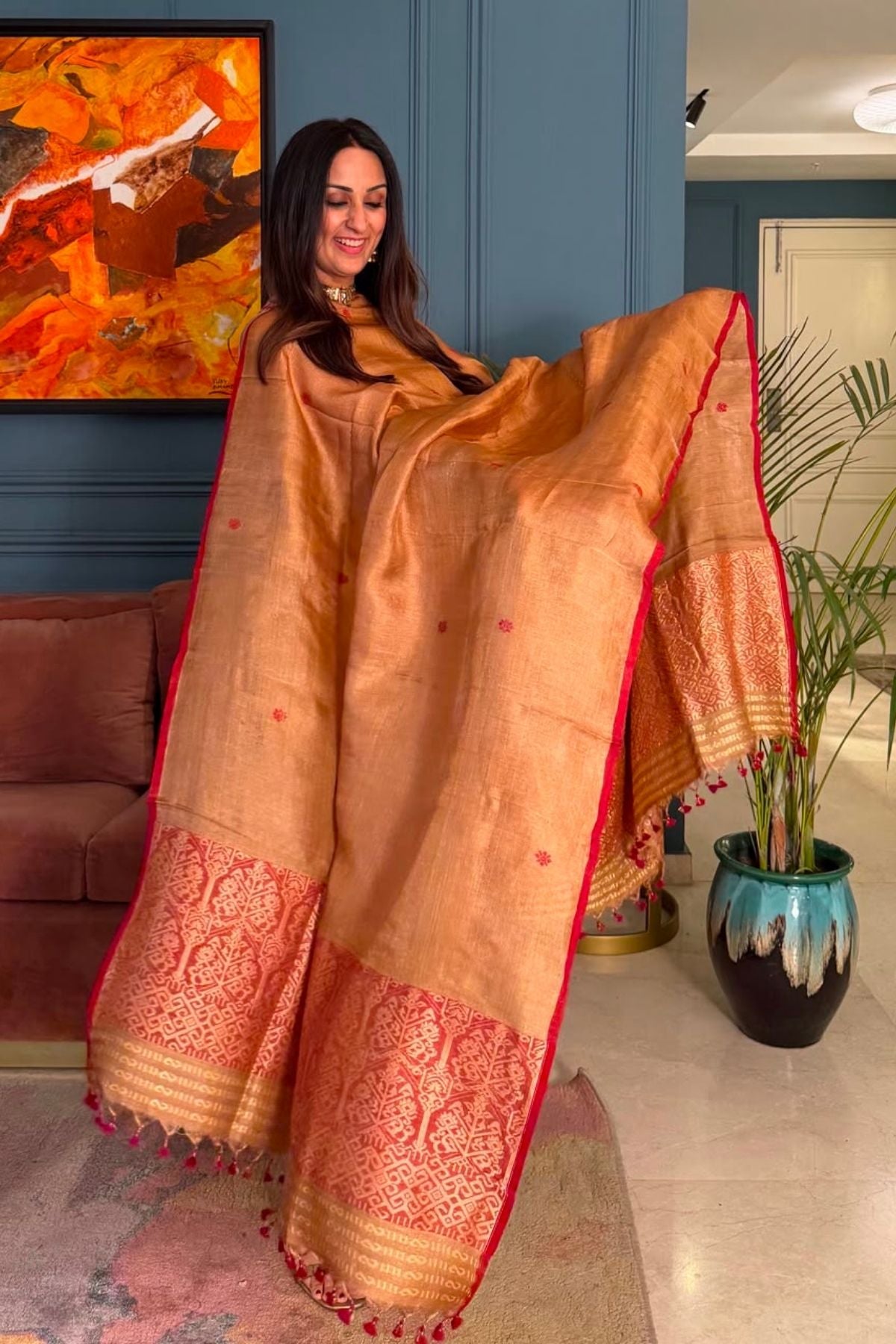 Tangail weave on Pure Tussar Silk -Kurta Dupatta set