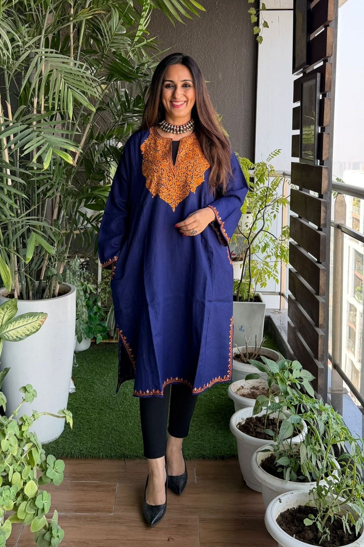 Woollen Kashmiri Phiran with Aari work