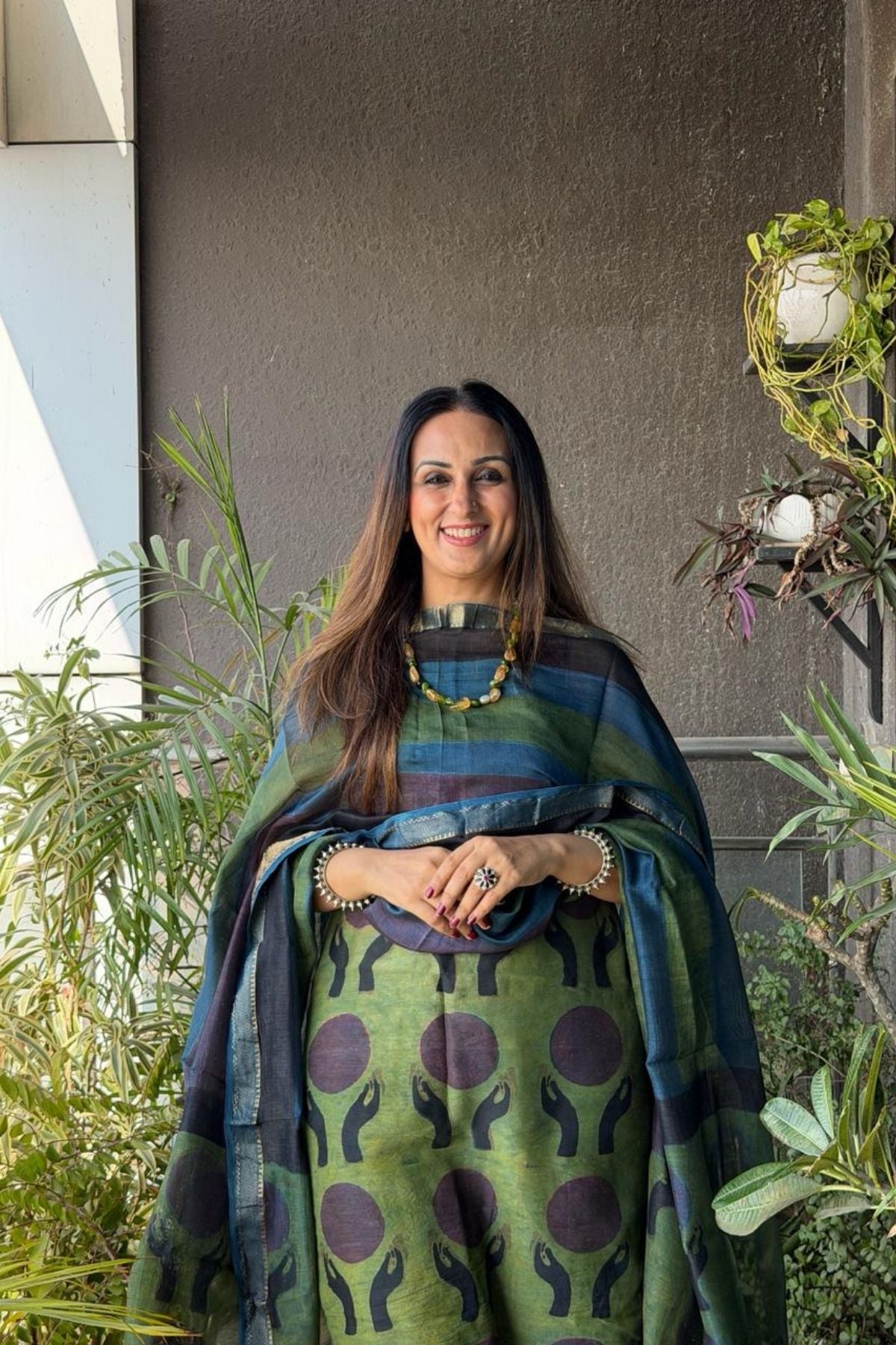 Handblocked with Pomegranate peel kurta dupatta sets in Maheshwari!!