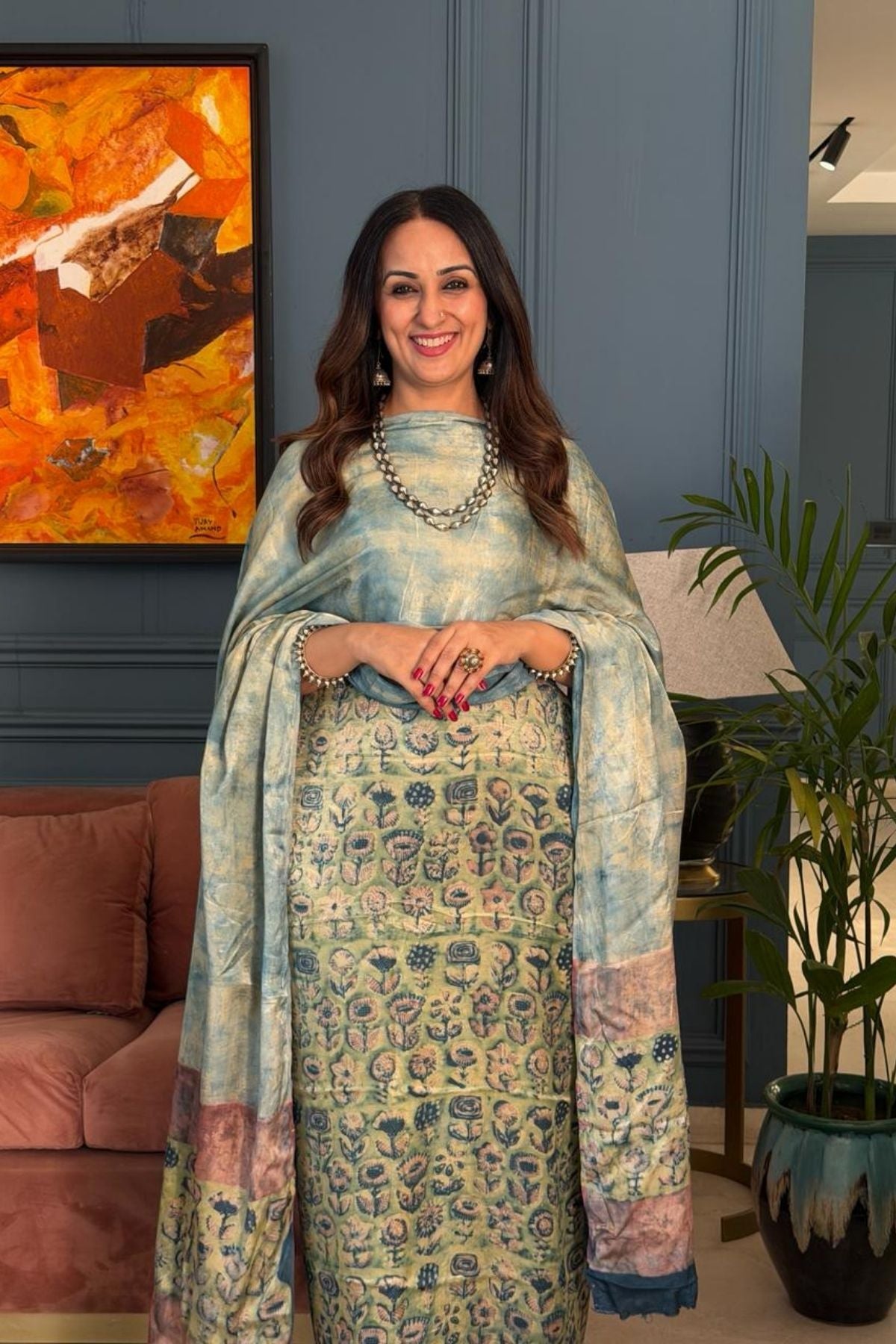 Pomegranate peel Handblock on Premium Modal fabric!!