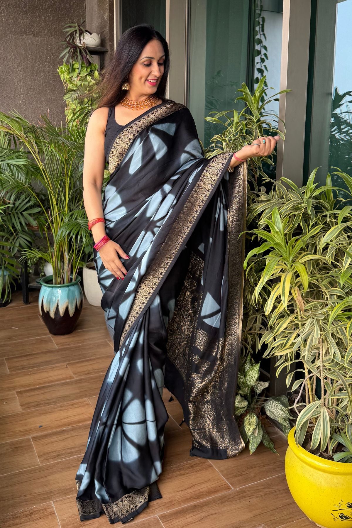 Handcrafted Clamp-dyed sarees in pure modal silk!!!