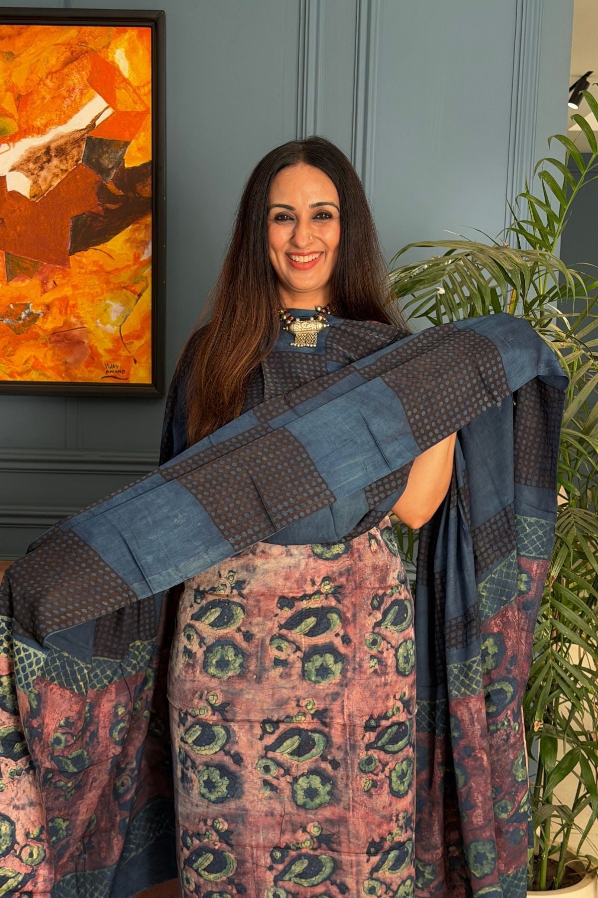 Pomegranate peel Handblock on Premium Modal fabric!!