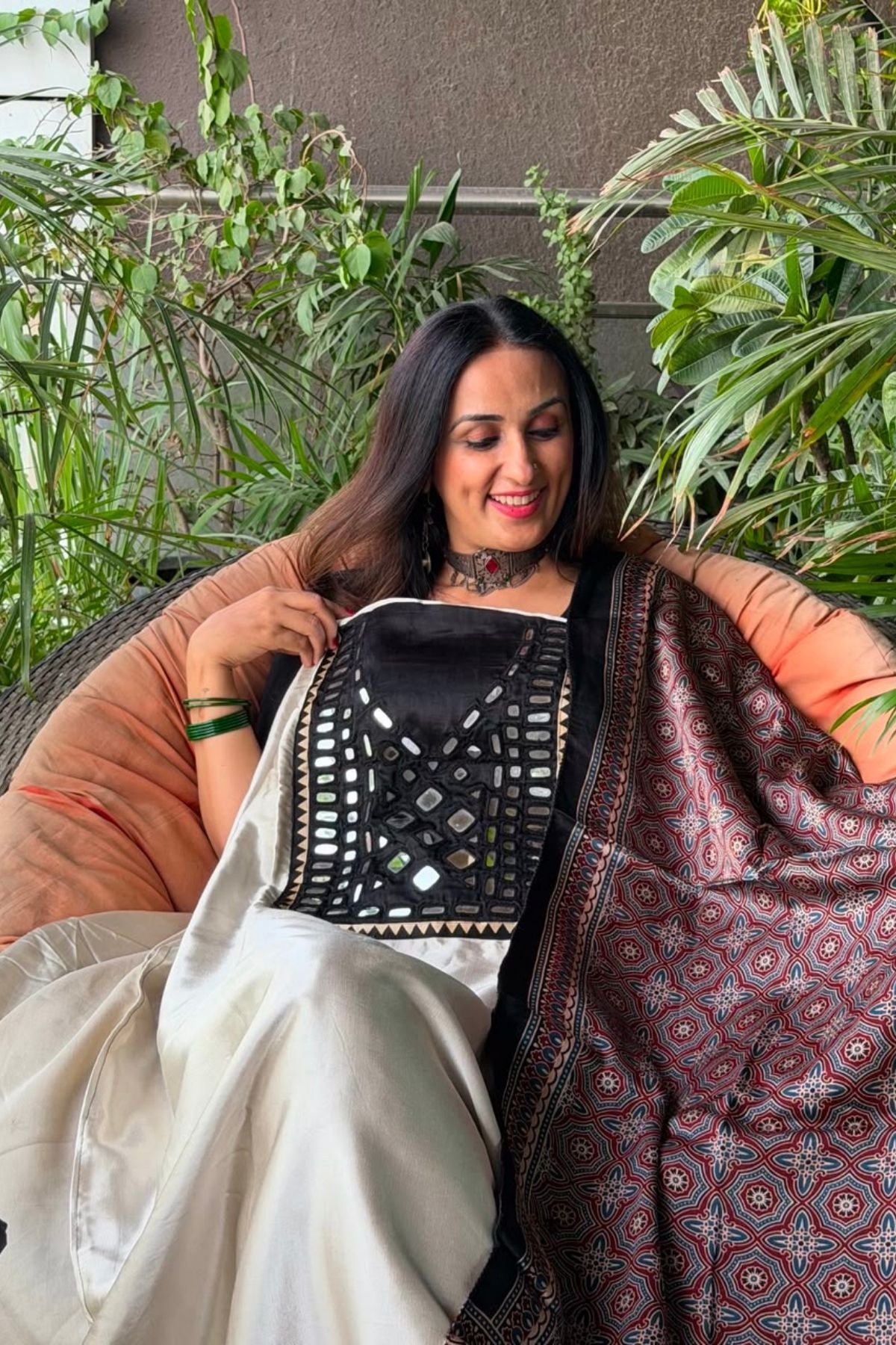 Handcrafted Kutch mirror work Mashru silk full sets!!