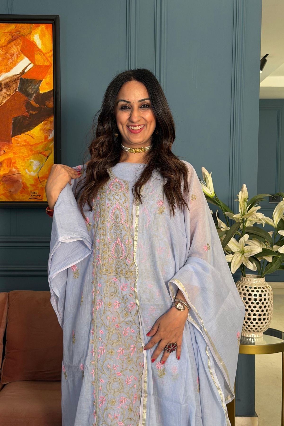 Chikankari on pure Mul cotton!!