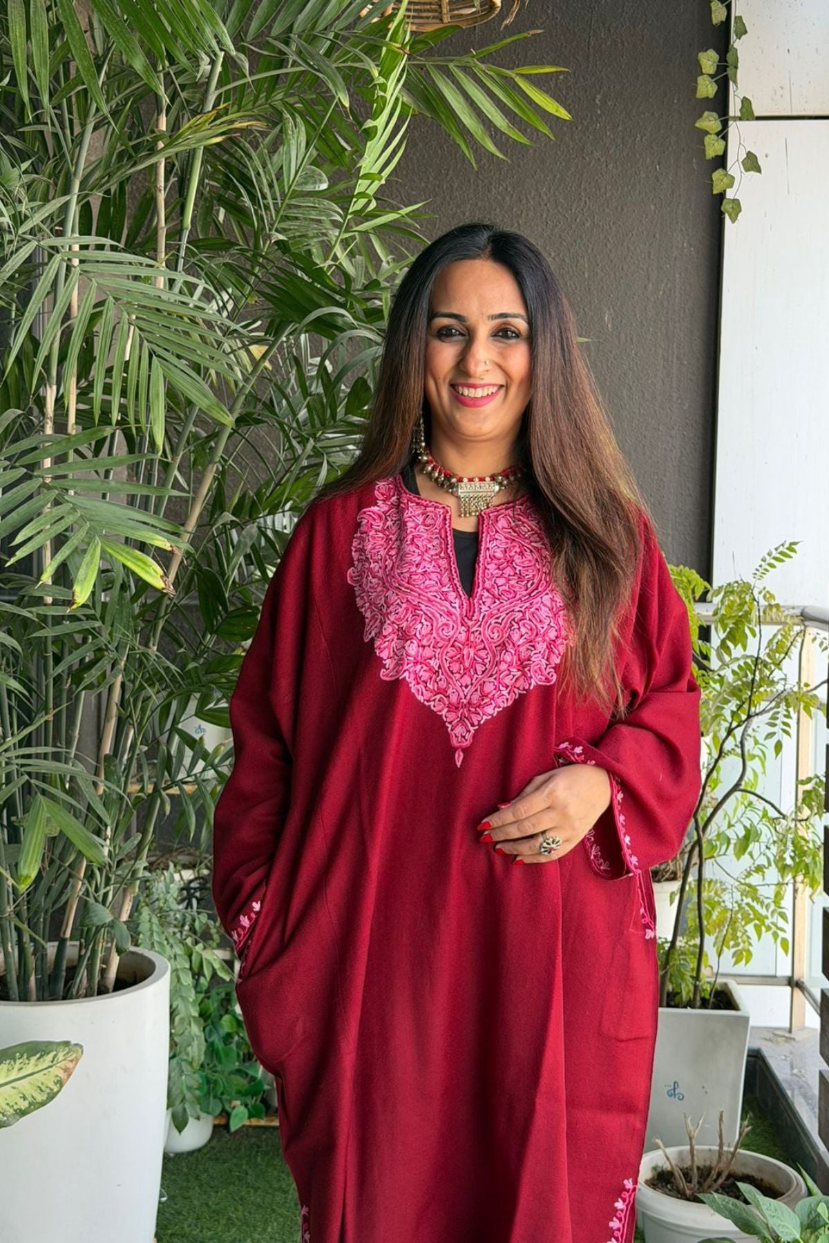 Woollen Kashmiri Phiran with Aari work