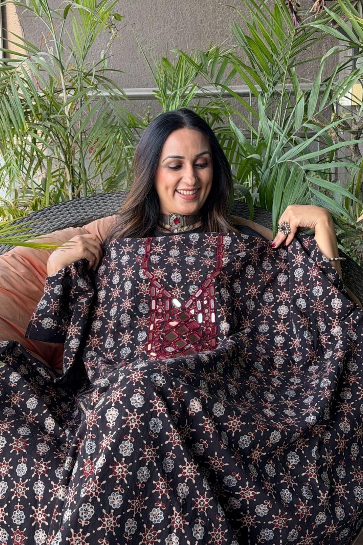 Pure Cotton Kutch mirror hand work kurta fabrics!!