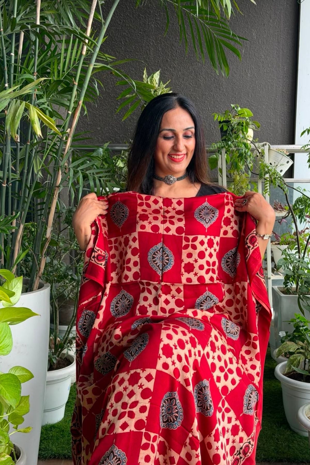 Ajrakh kurta fabric on pure modal !!
