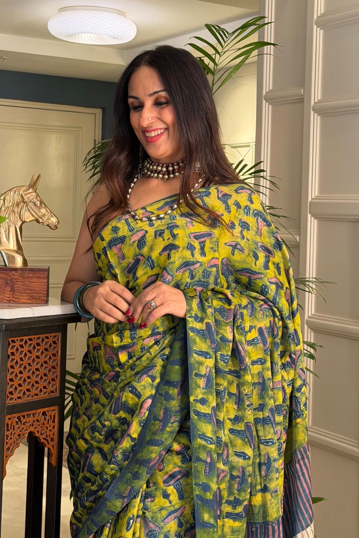 Pomegranate handcrafted pure tussar modal saree!!