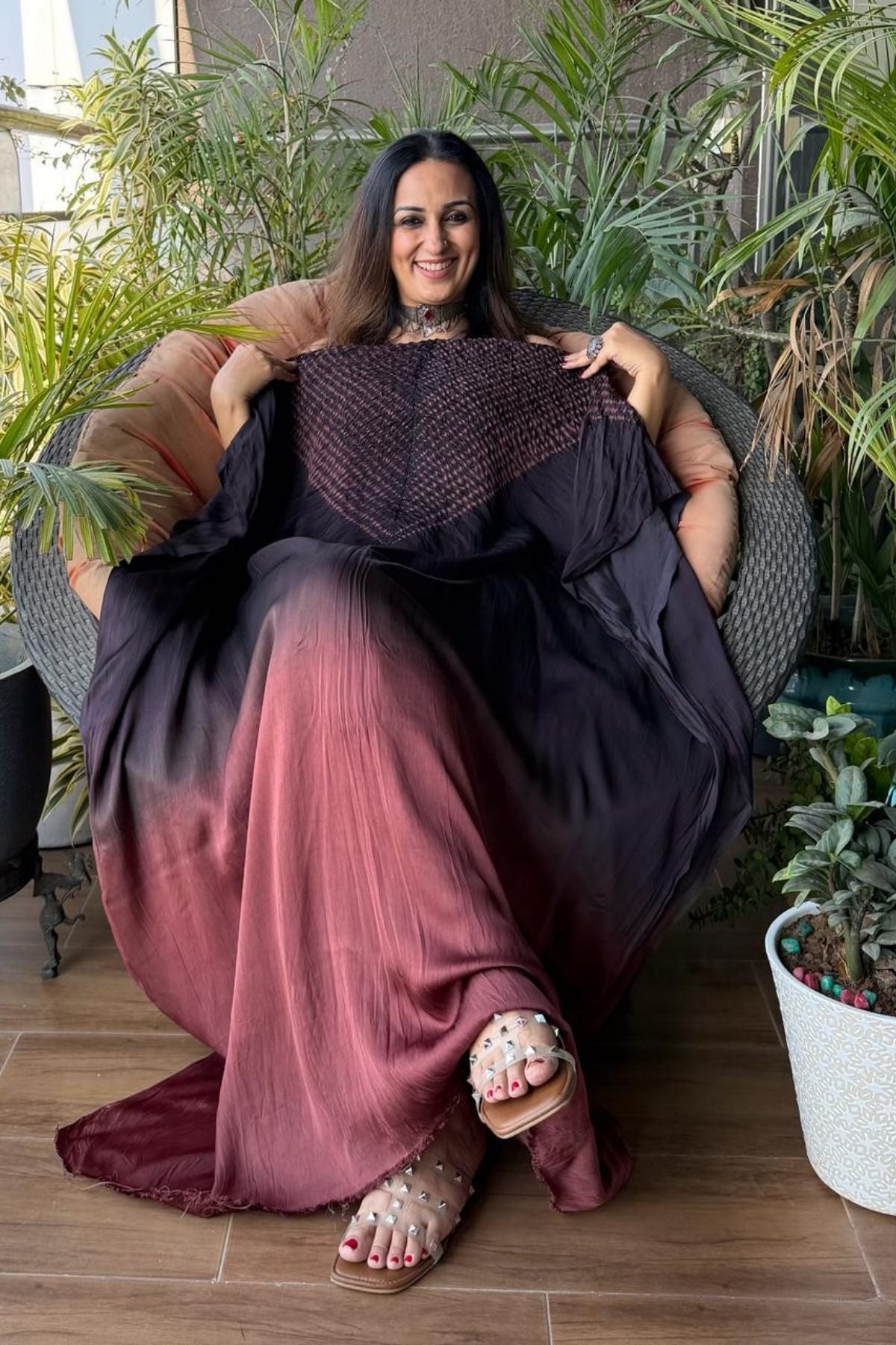 Handblocked Shibori shaded kurta on pure Modal