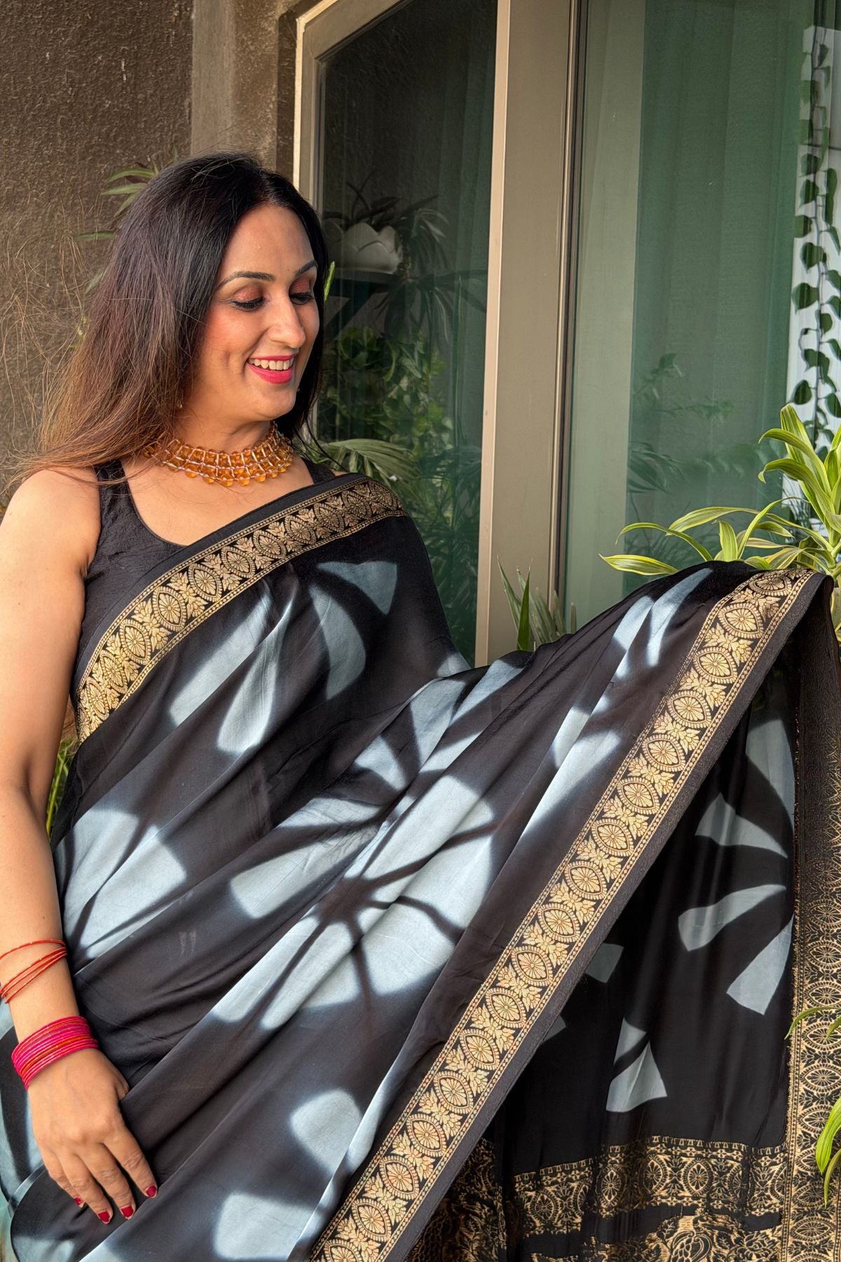 Handcrafted Clamp-dyed sarees in pure modal silk!!!