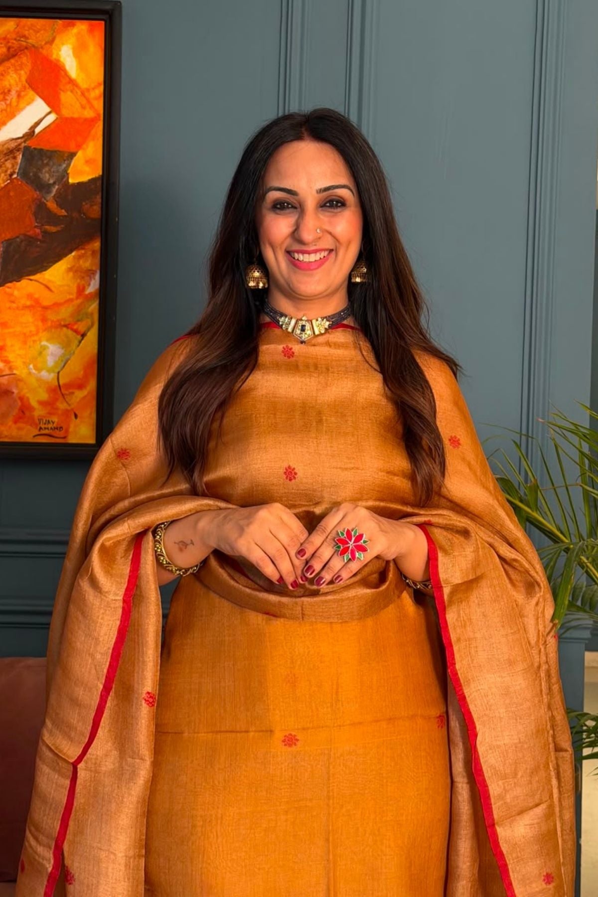 Tangail weave on Pure Tussar Silk -Kurta Dupatta set
