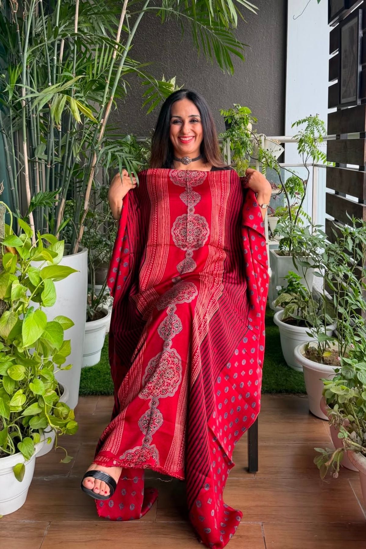 Ajrakh kurta fabric on pure modal !!