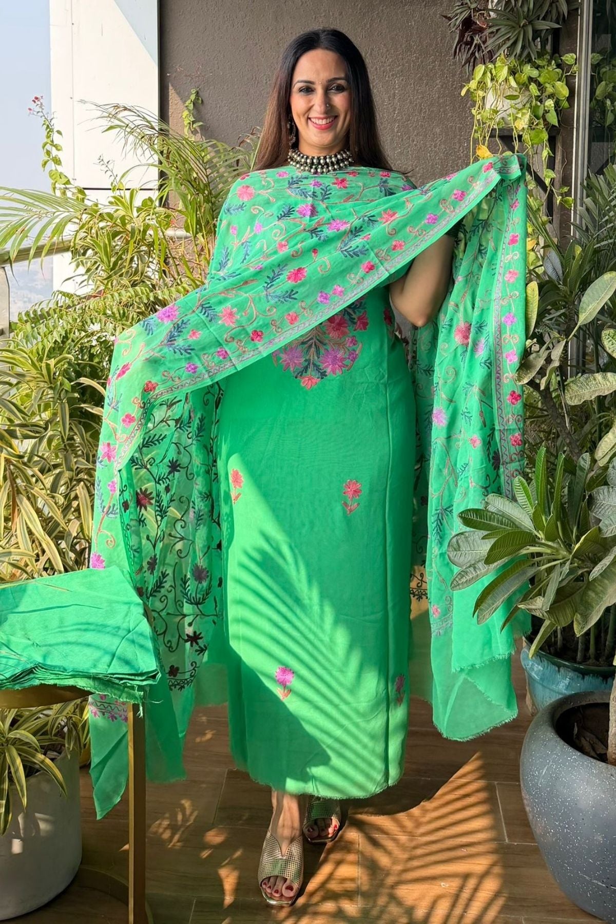 Kashmiri embroidery on Georgette full suit sets