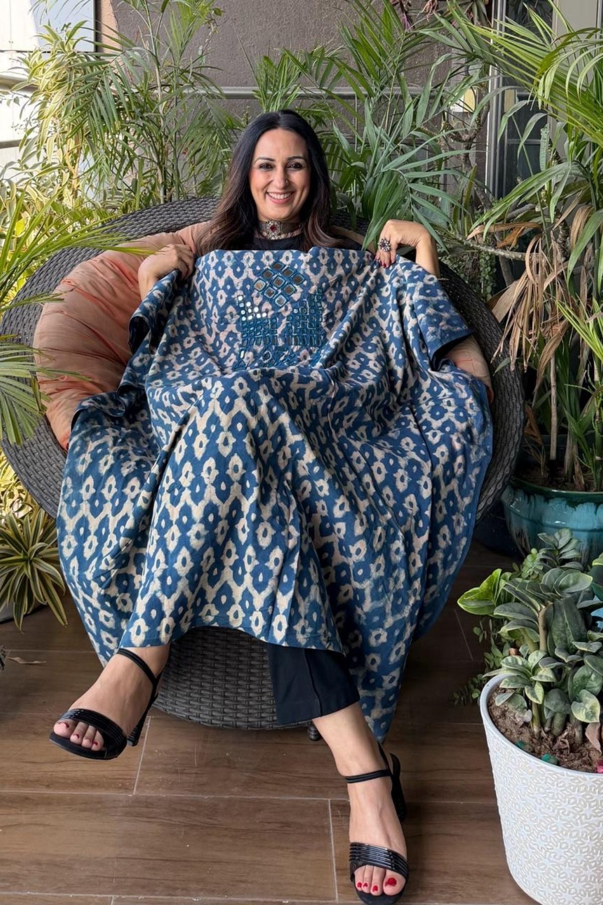 Pure Cotton Kutch mirror hand work kurta fabrics!!