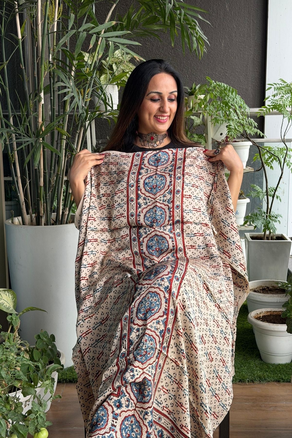 Ajrakh kurta fabric on pure modal !!