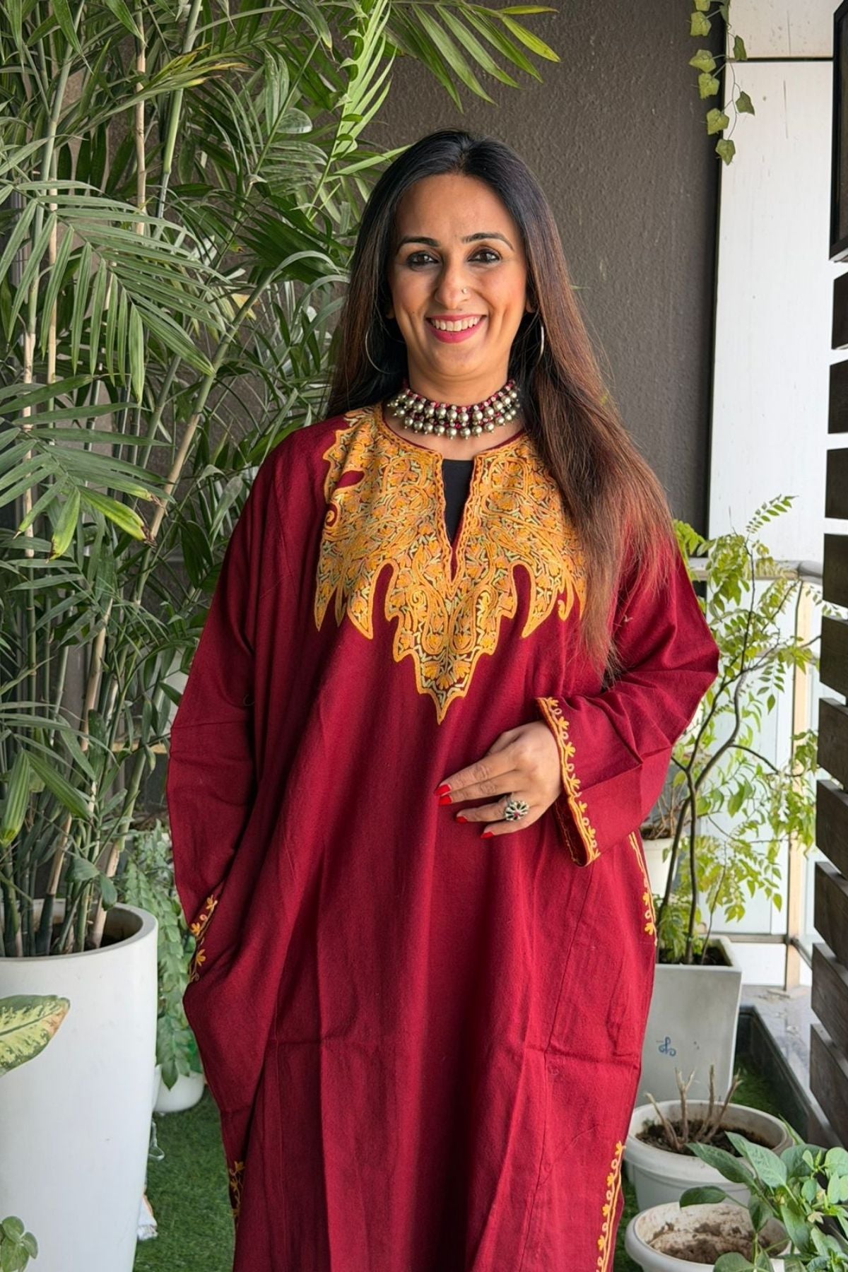 Woollen Kashmiri Phiran with Aari work