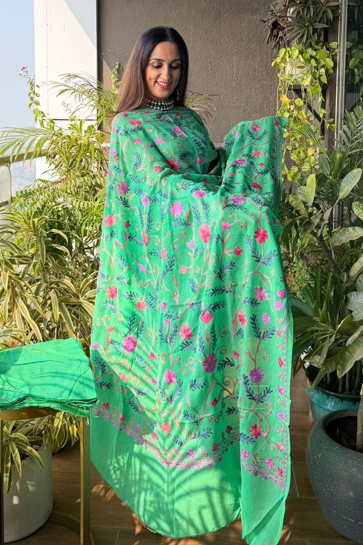 Kashmiri embroidery on Georgette full suit sets
