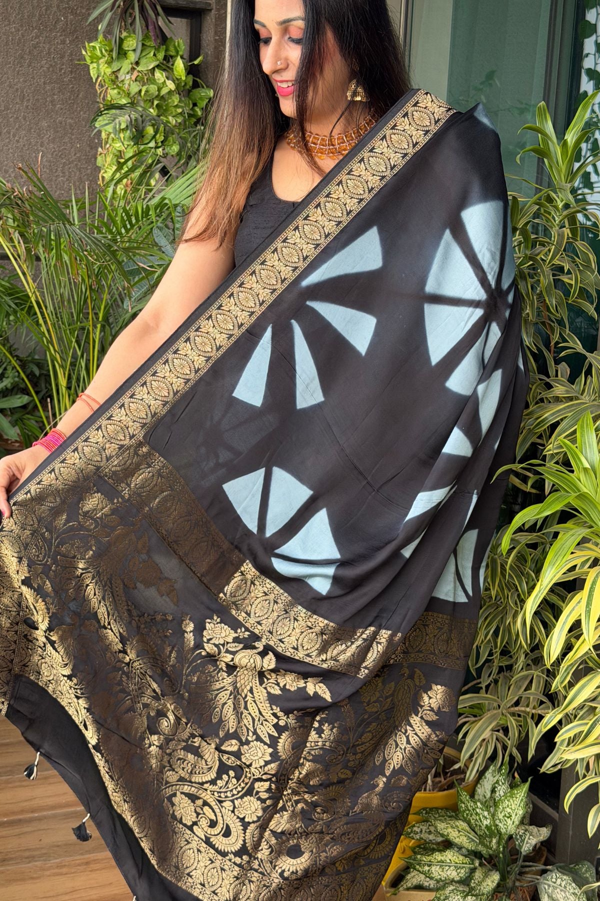 Handcrafted Clamp-dyed sarees in pure modal silk!!!